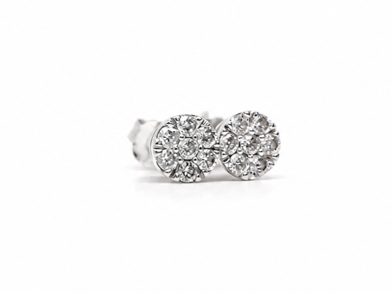 9ct white gold diamond cluster stud earrings