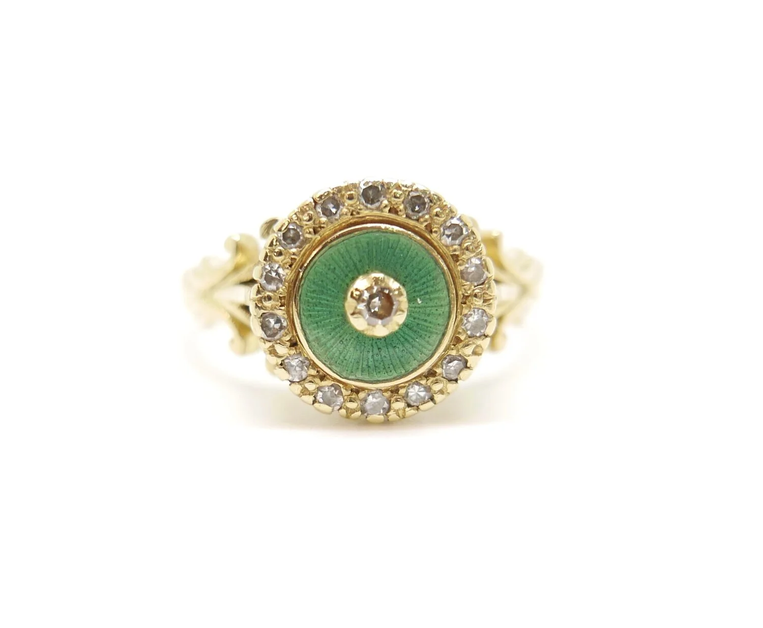 Enamel &amp; Diamond Ring in 18ct Gold