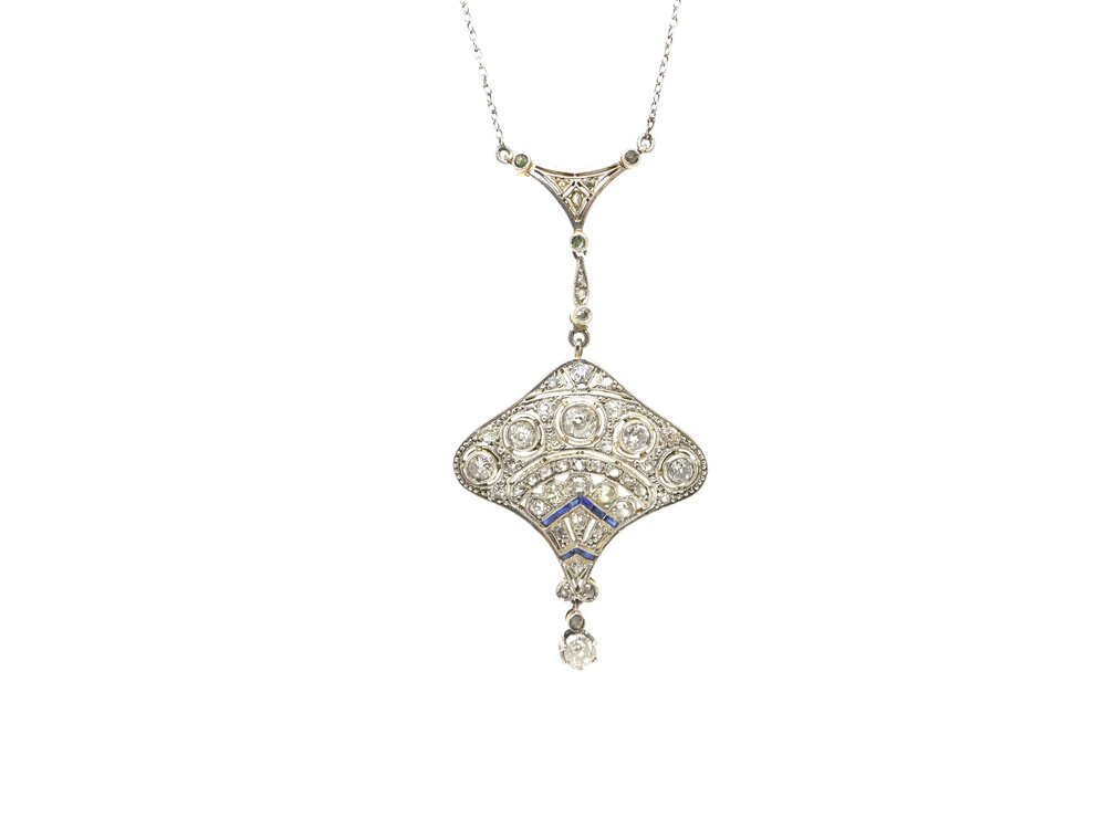 Antique Diamond and Sapphire Necklace