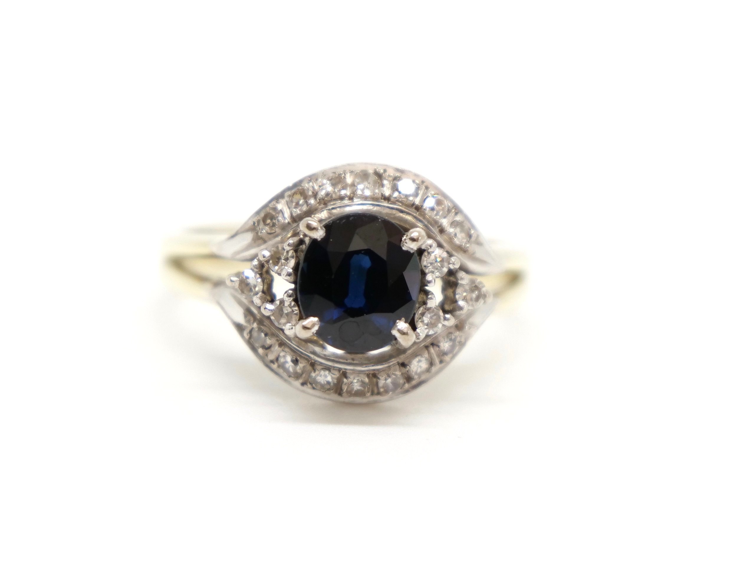 Large Two Stone Diamond Crossover Ring for Sale