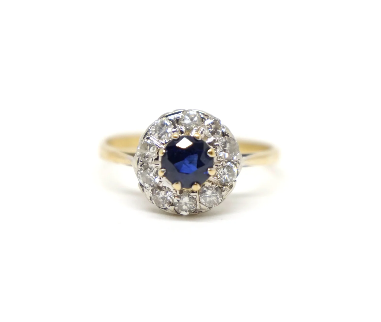 Vintage Sapphire and Diamond Cluster Ring Vintage Engagement