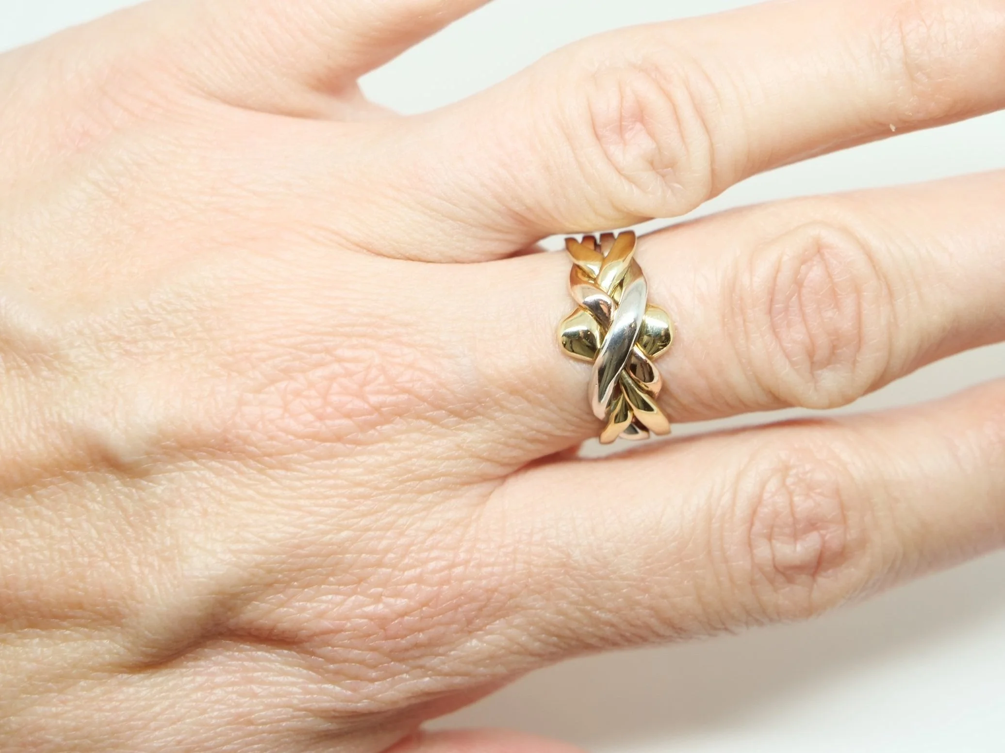 Vintage 9ct Tri Colour Russian Wedding Ring Puzzle Ring