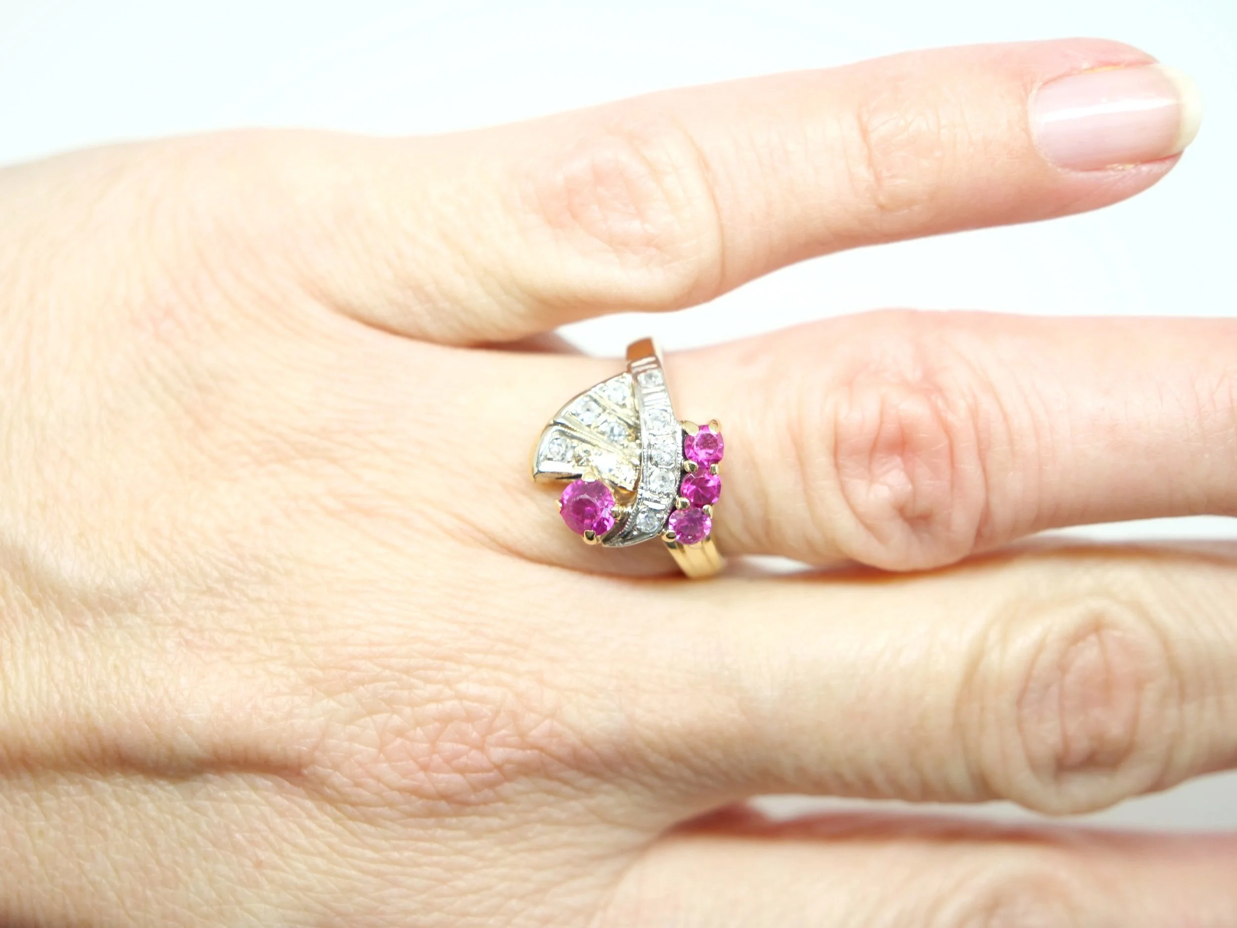Art Deco Ruby Diamond Ring Vintage Rings — Antique Jewellery