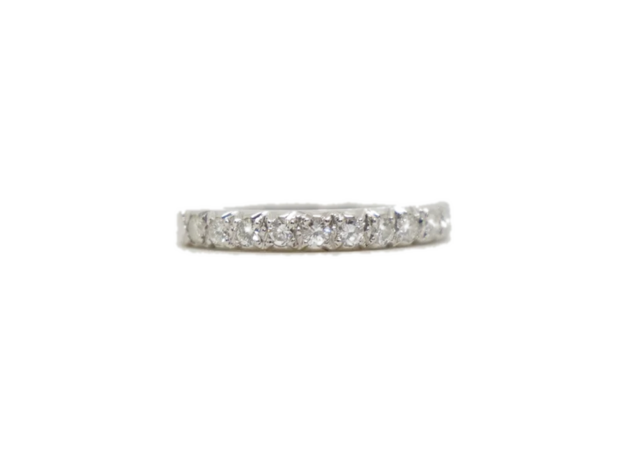 vintage 18ct gold diamond half eternity ring, set with a line of bright brilliant-cut diamonds totalling approximately 0.33ct.