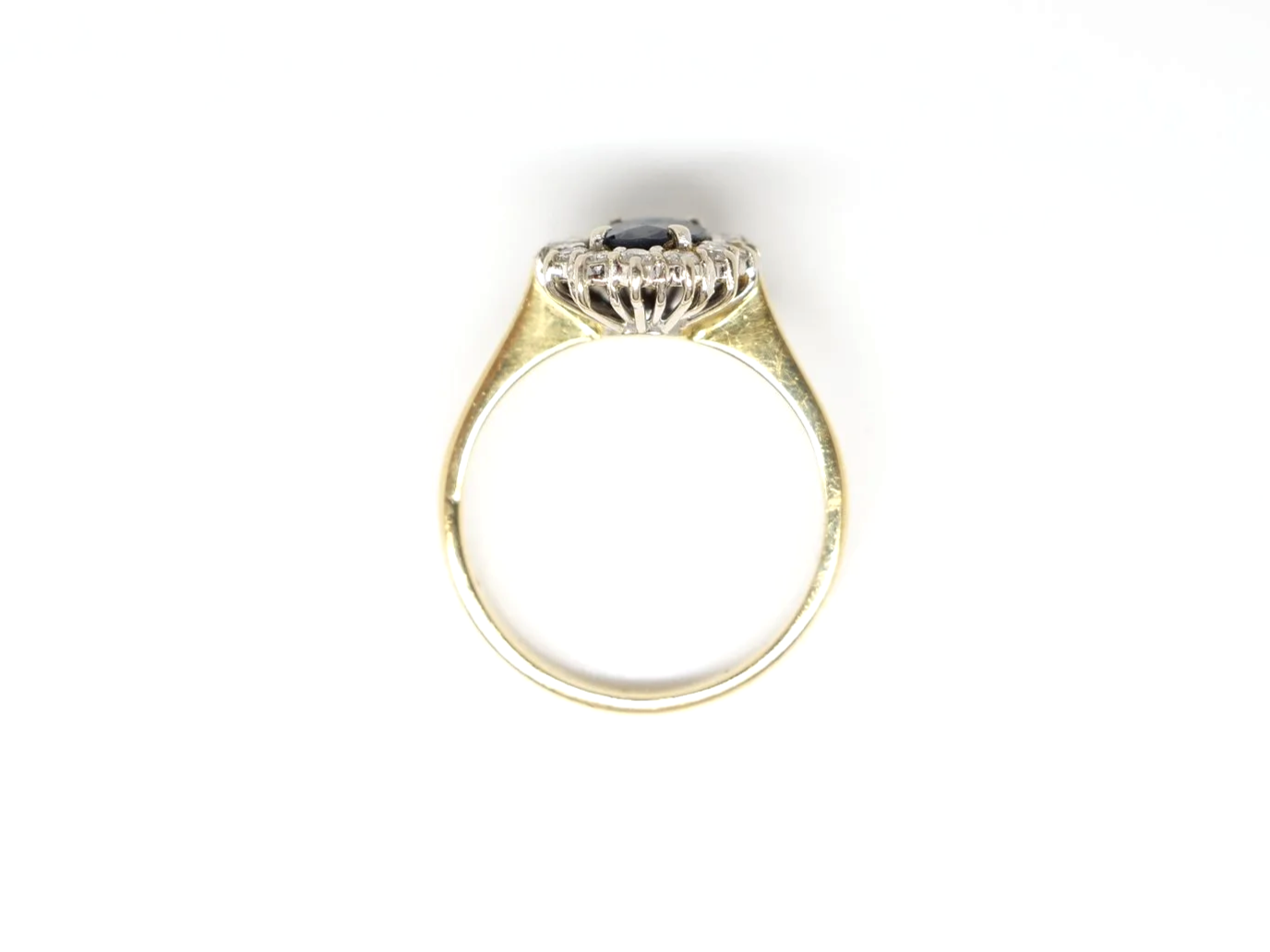 Classic 18ct yellow gold sapphire and diamond cluster ring