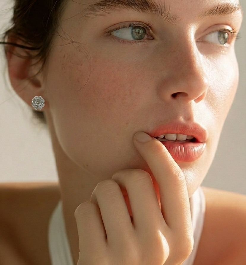 Just gorgeous 18ct gold diamond daisy stud earrings, each set with nine sparkly brilliant cut diamonds. Approximately 1.2cts diamonds total.