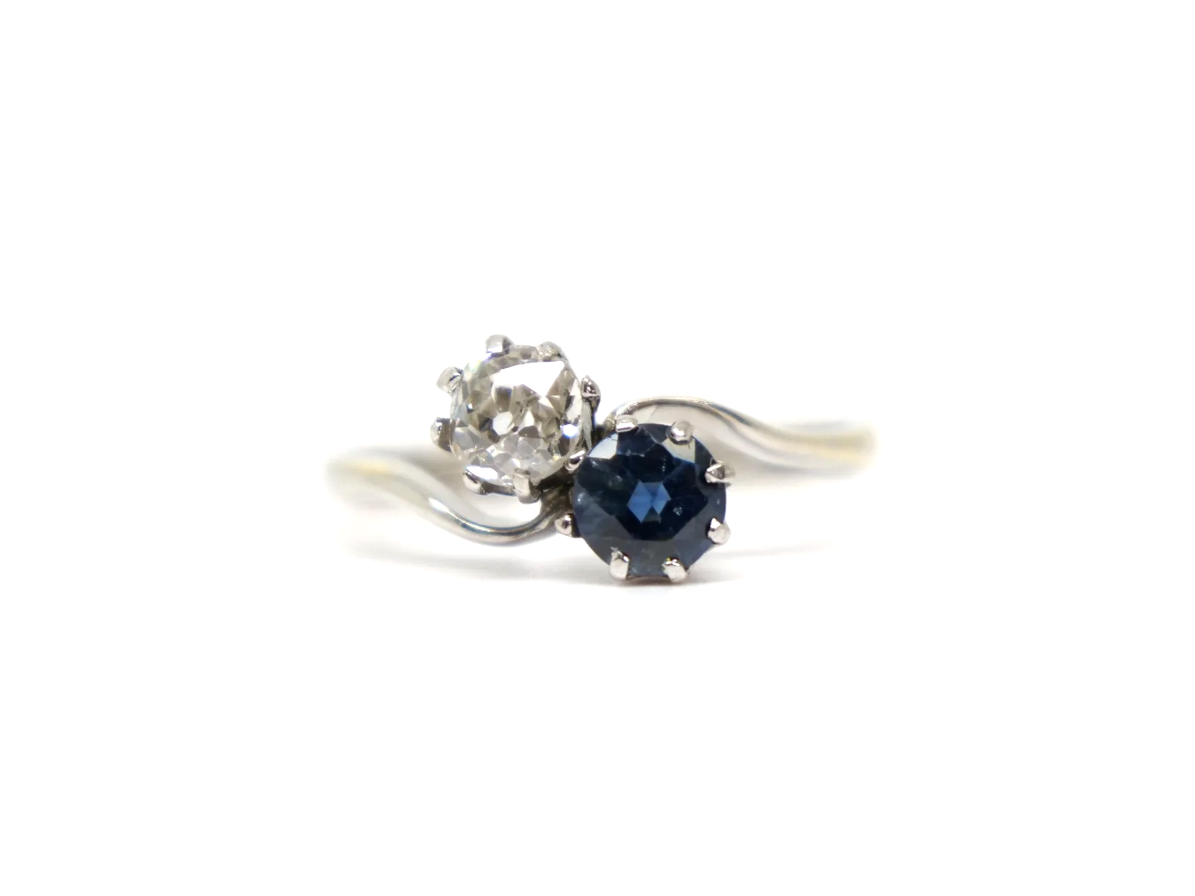 18ct Gold & Platinum Sapphire & Diamond Toi Et Moi Ring