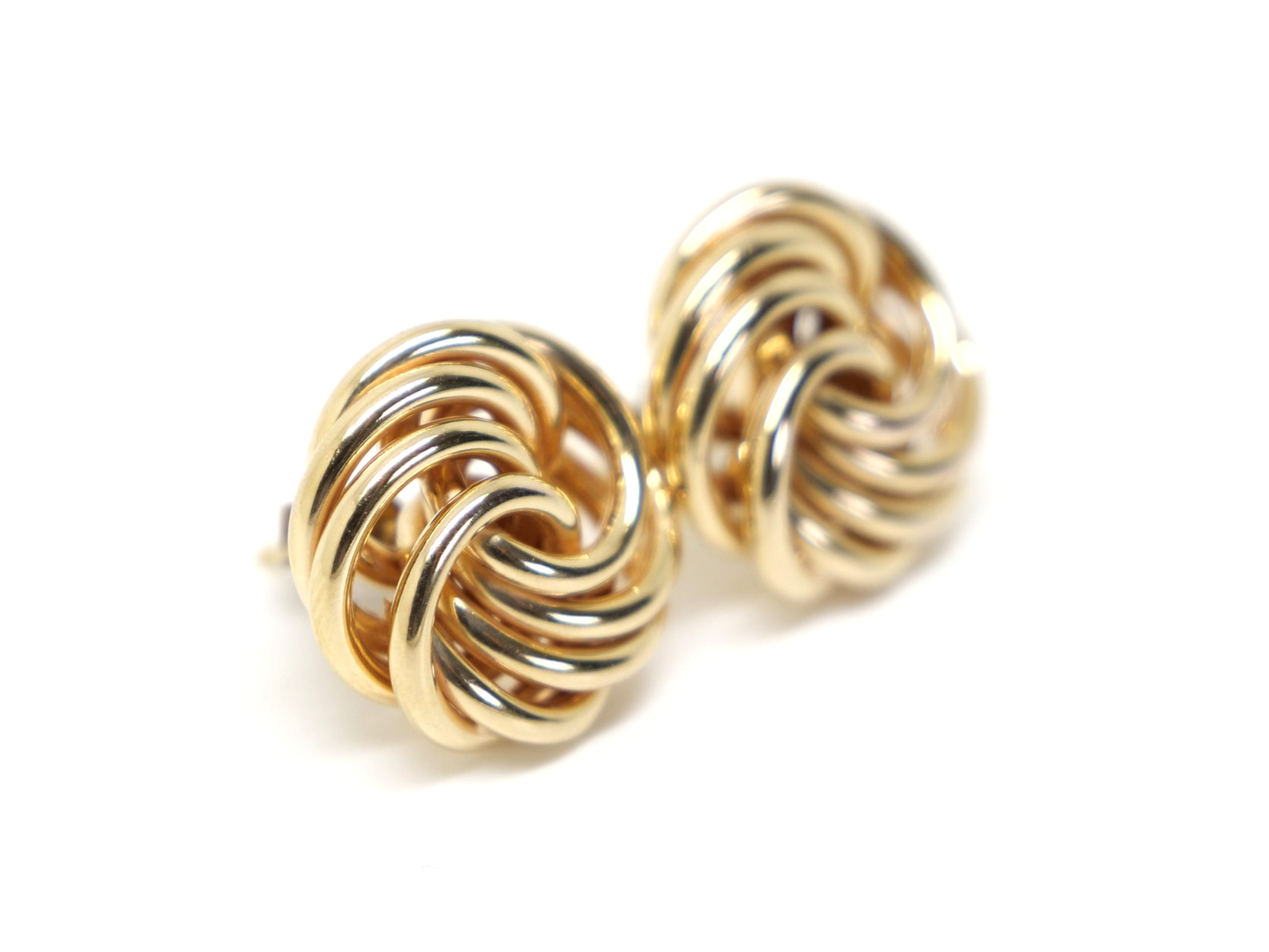 Large vintage 9ct gold swirl design earrings, with posts an 9ct gold butterfly backs.