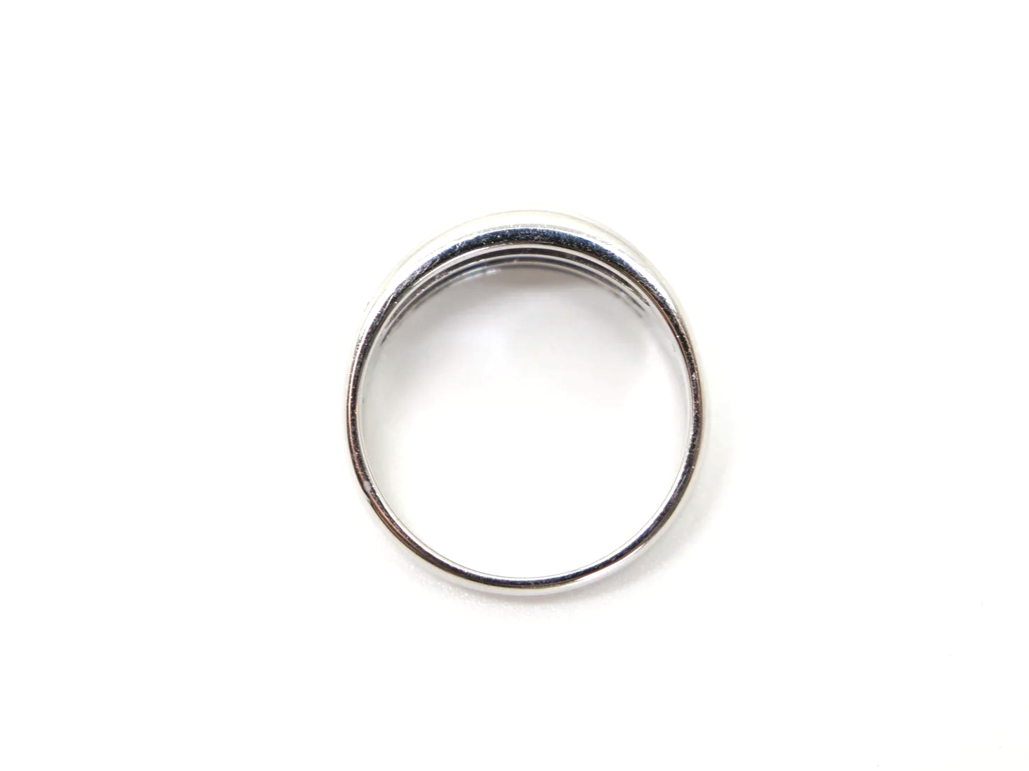 Lovely 18ct gold wide band half eternity ring, set with three rows of brilliant cut diamonds.