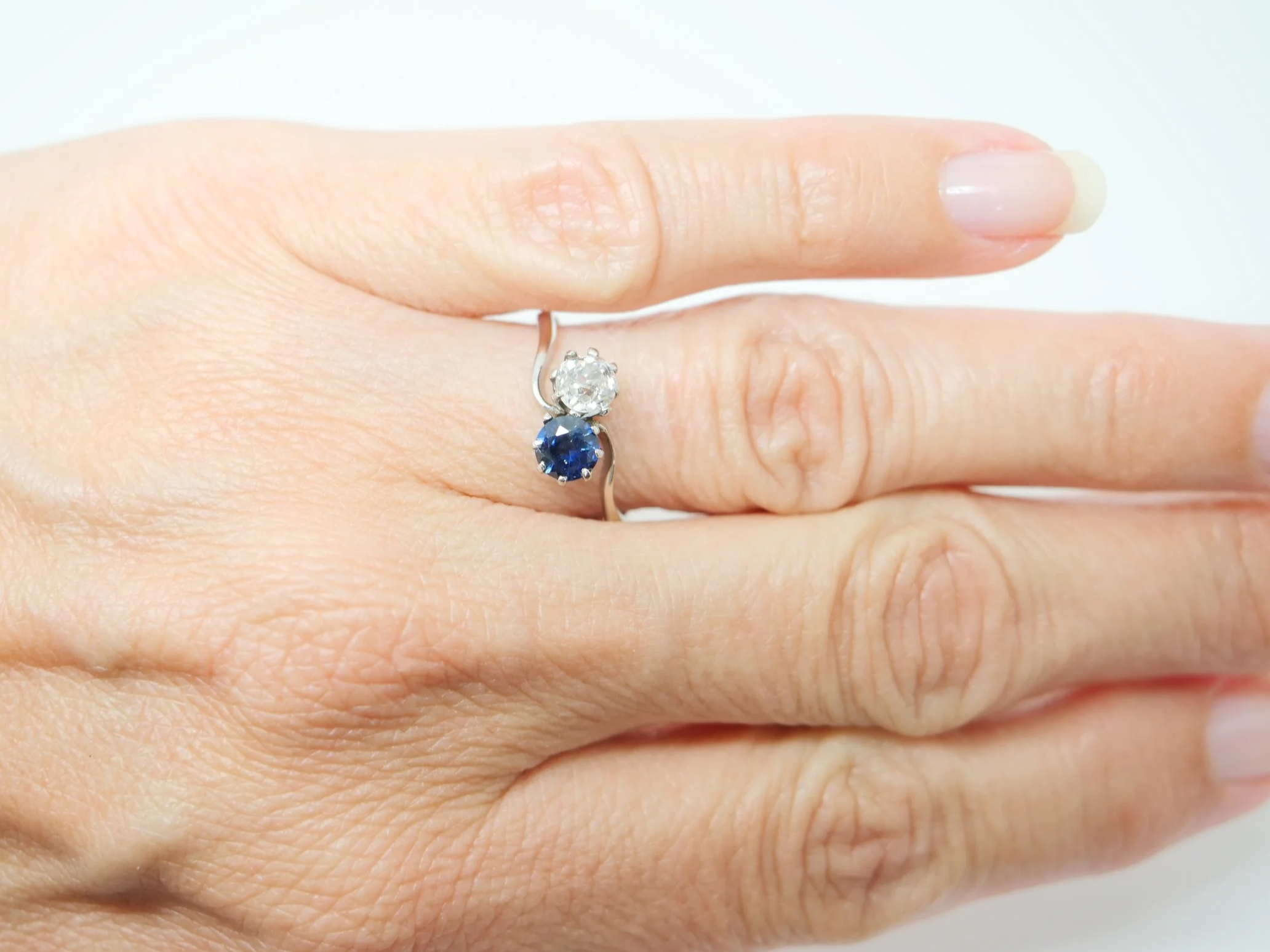 18ct Gold & Platinum Sapphire & Diamond Toi Et Moi Ring