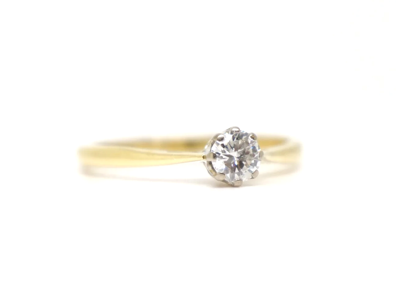 Vintage 18ct gold diamond solitaire engagement ring, 0.33ct, UK size Q