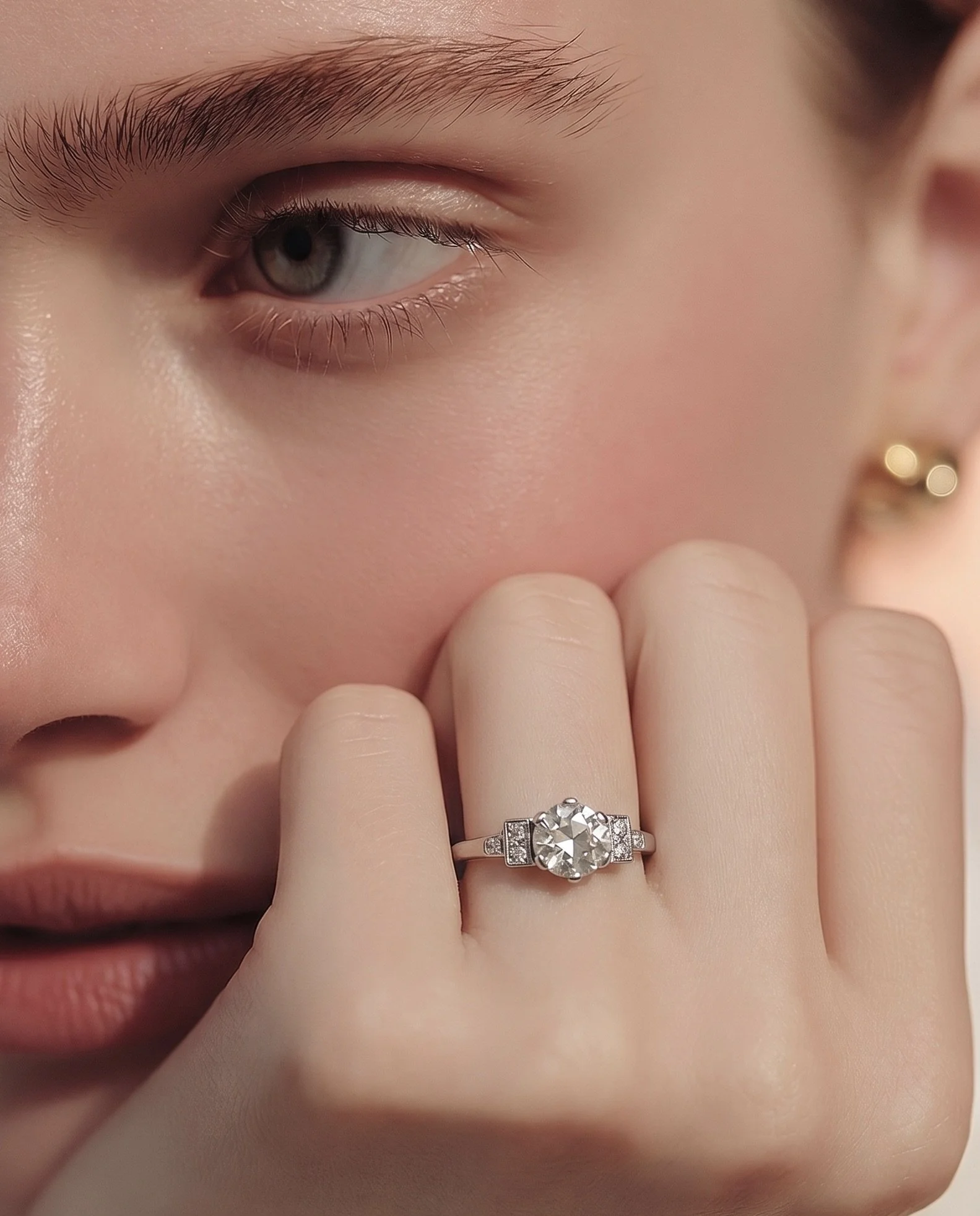 art deco platinum diamond 1ct engagement ring