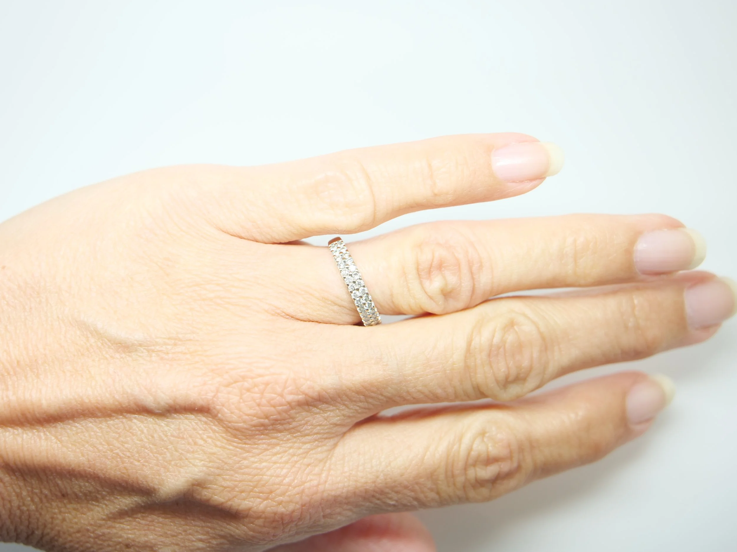 double row 18ct yellow gold diamond half-eternity ring