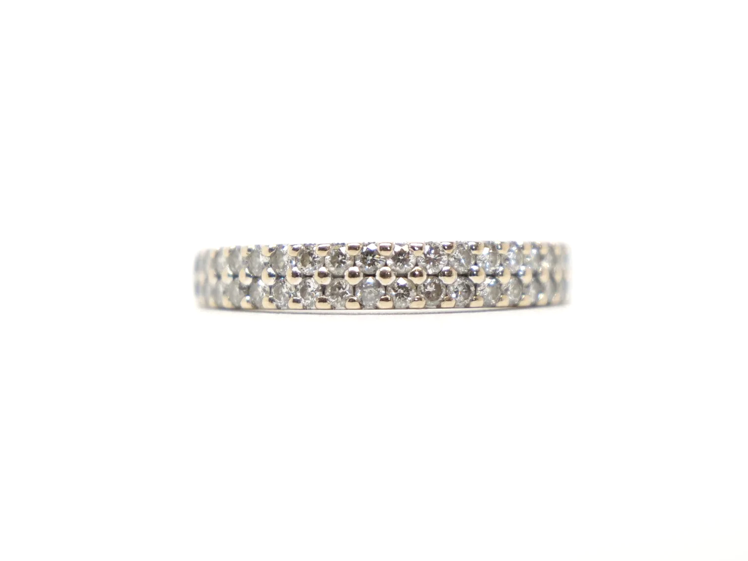 double row 18ct yellow gold diamond half-eternity ring