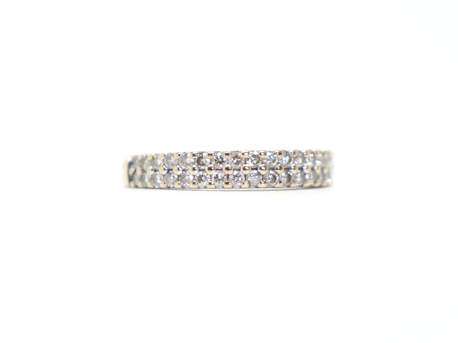 double row 18ct yellow gold diamond half-eternity ring