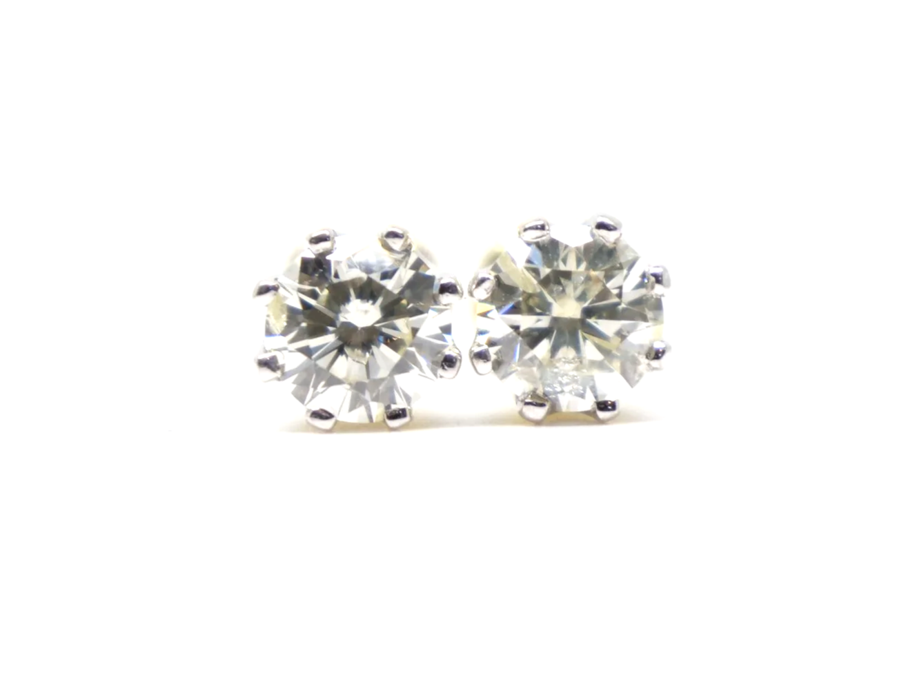 Lovely pair of 18ct white gold diamond stud earrings, each set with a round brilliant cut diamond of approximately 0.85 carats.