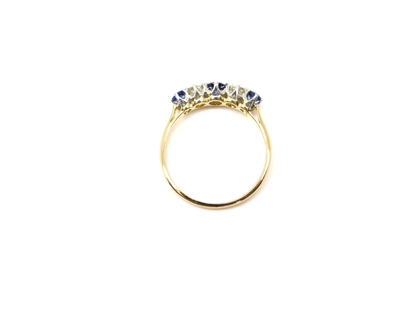 Very pretty vintage 18ct gold sapphire and diamond five-stone ring