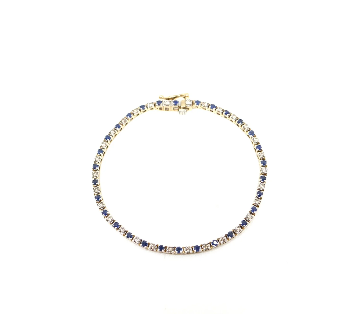 9ct Gold Sapphire 1ct Diamond Tennis Bracelet — Antique