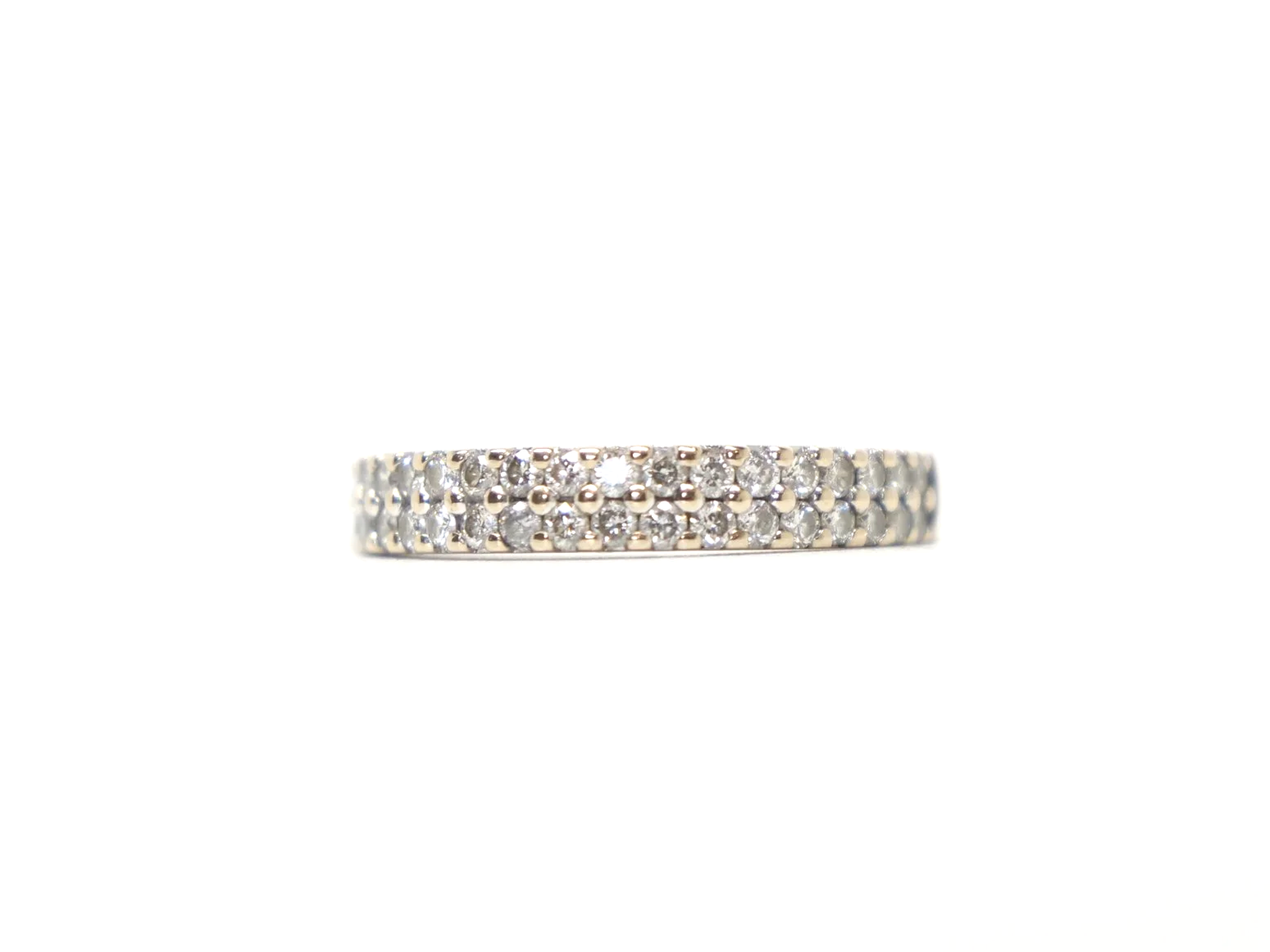 double row 18ct yellow gold diamond half-eternity ring