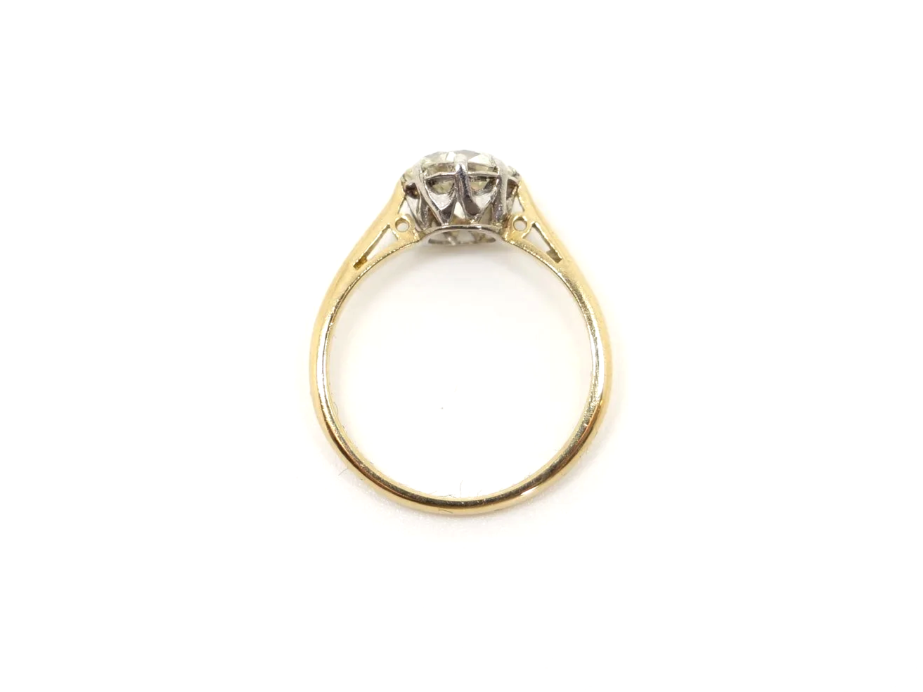 vintage 18ct gold and platinum diamond solitaire ring, round brilliant cut