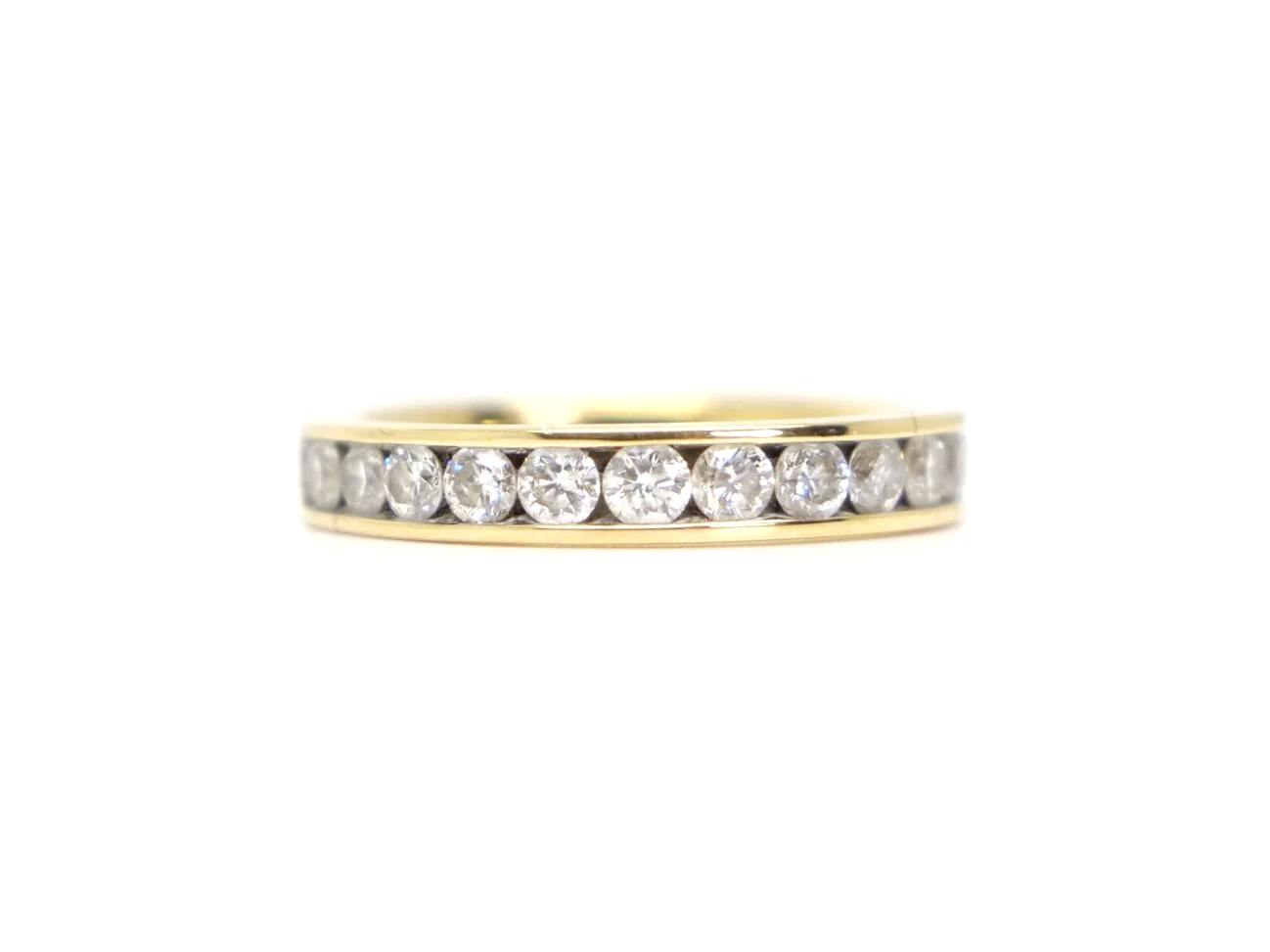 Contemporary 18ct yellow gold 1ct diamond half eternity ring