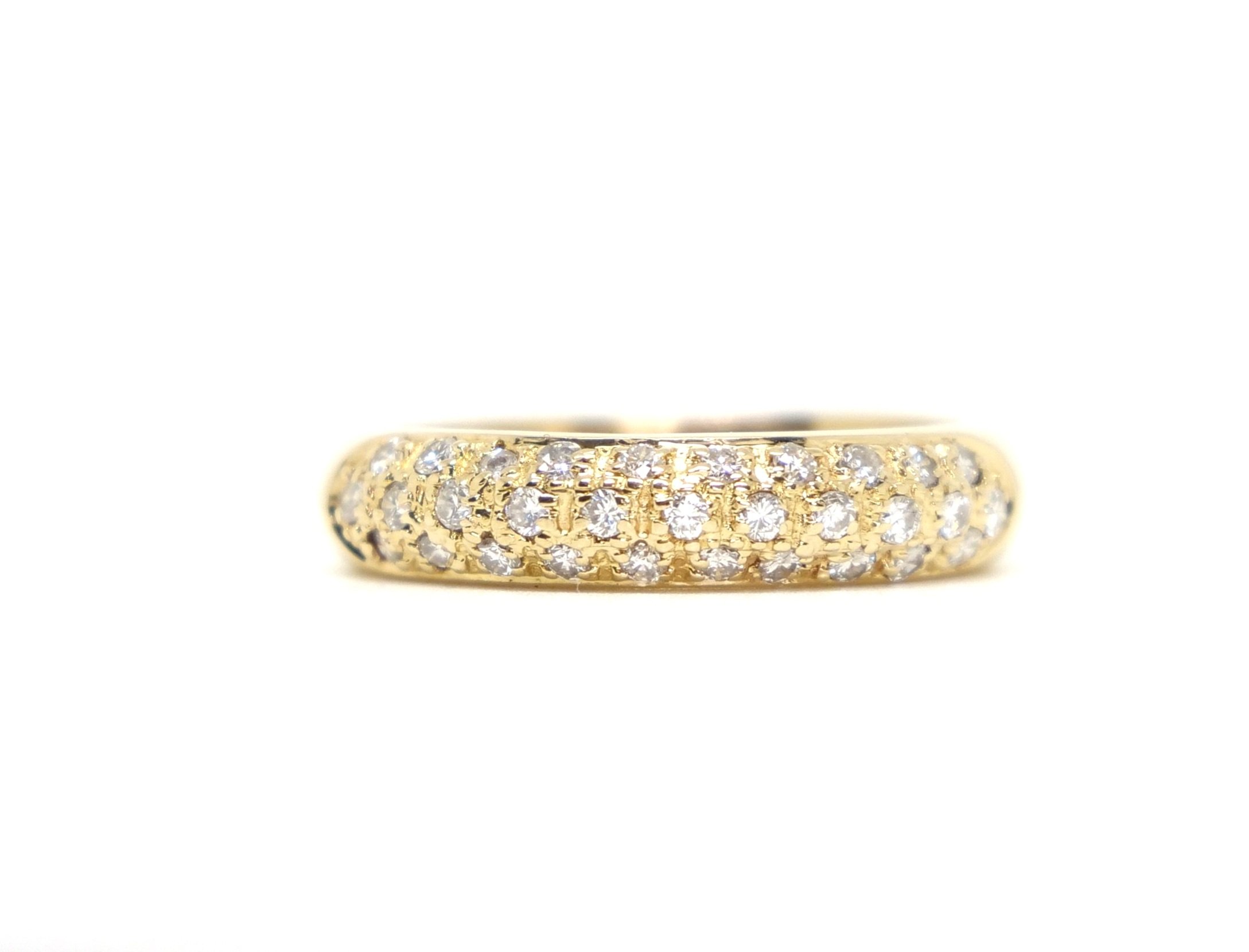 Superb 18ct gold diamond half eternity ring, designed by Tayma Fine Jewellery. Featuring just under half a carat of diamonds, this is a bespoke piece of jewellery.