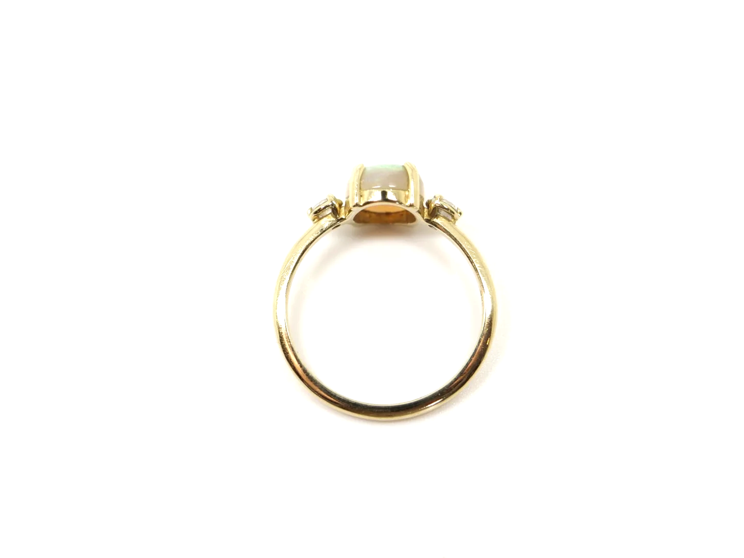14ct yellow gold opal and diamond trilogy ring