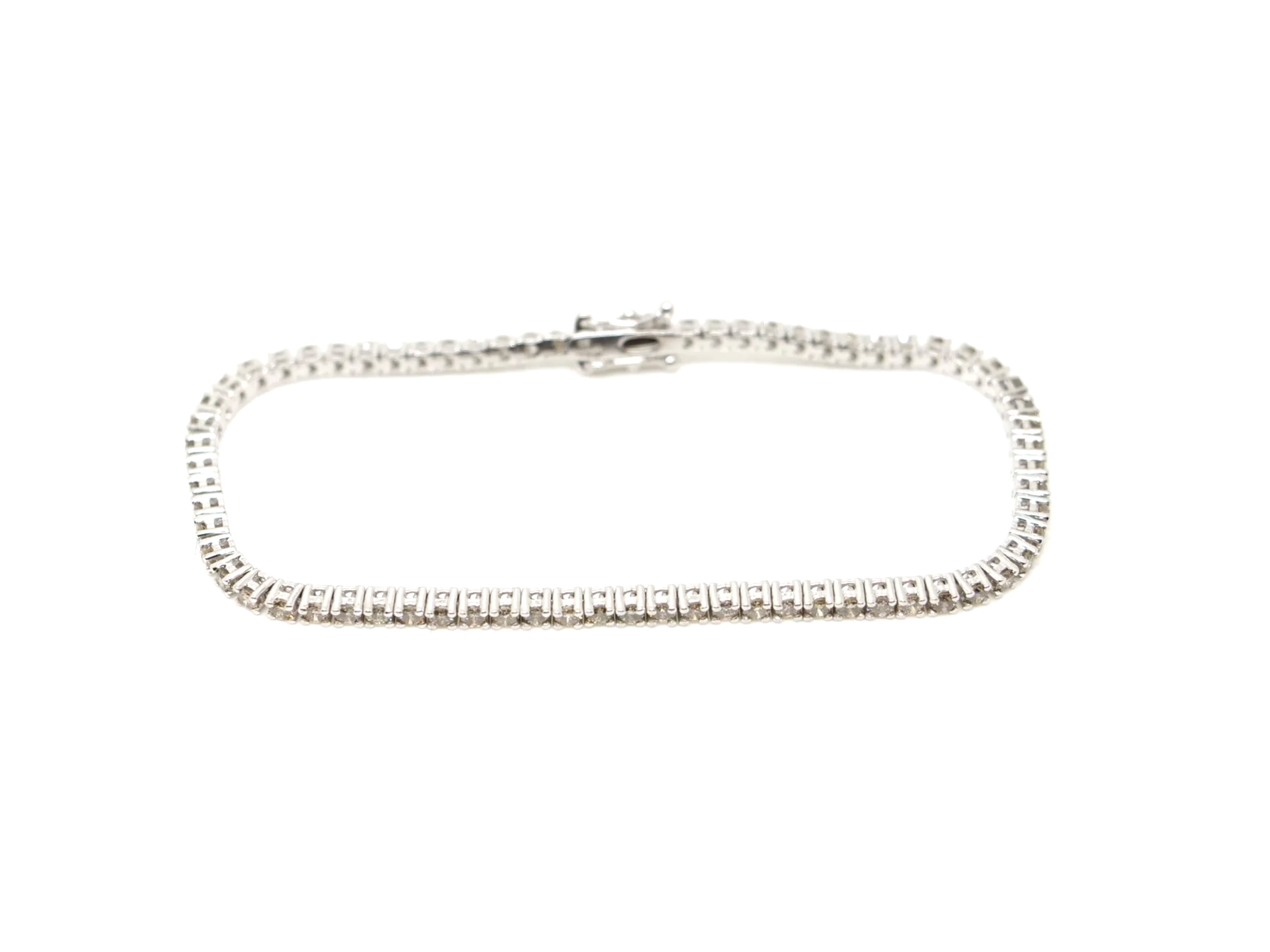 18ct white gold diamond tennis bracelet set with 2ct round brilliant cut diamonds