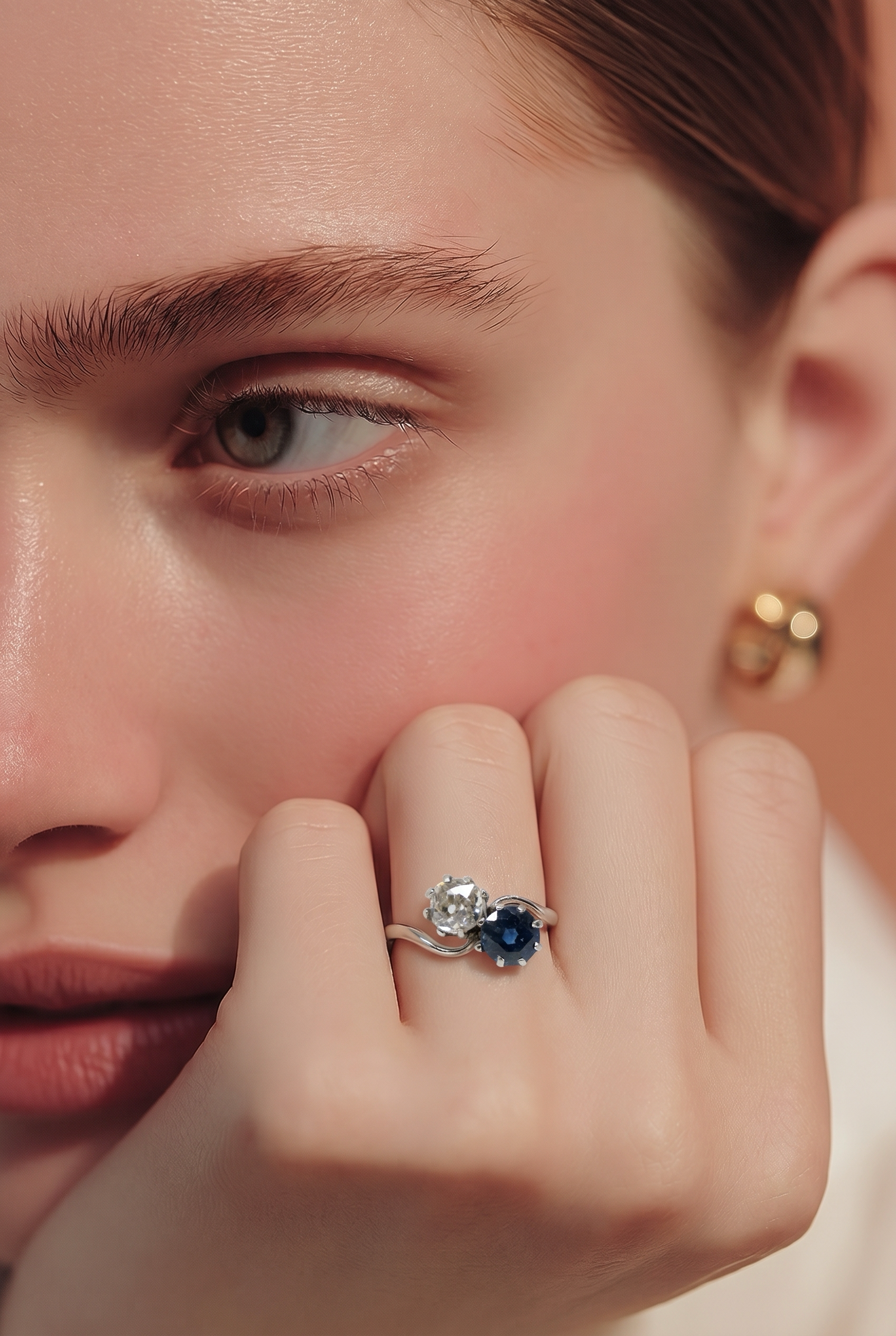 18ct Gold & Platinum Sapphire & Diamond Toi Et Moi Ring