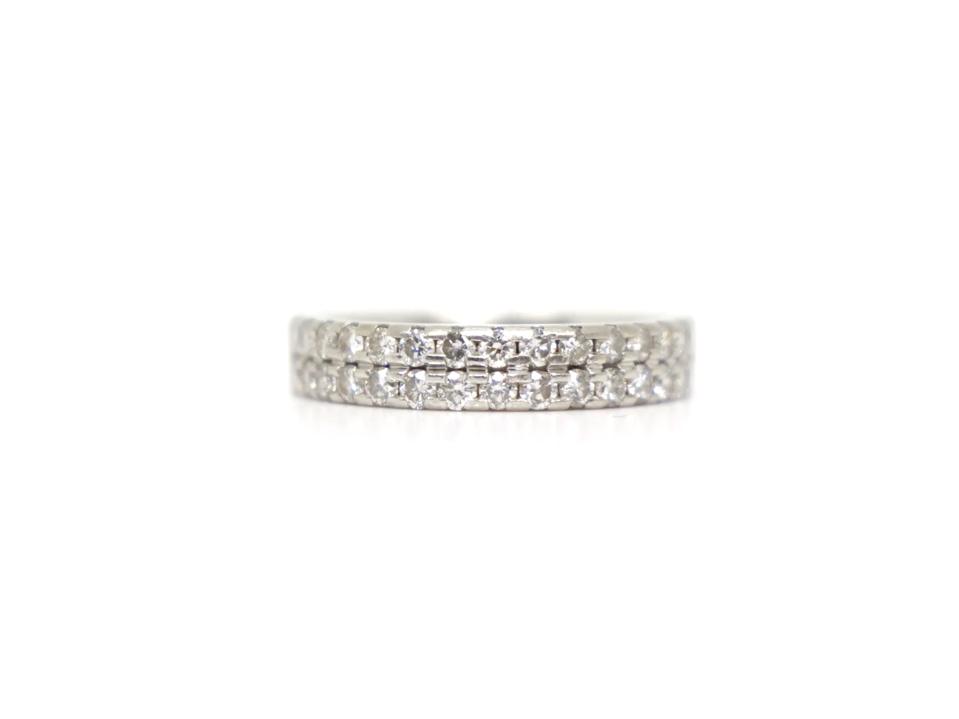 Platinum Diamond Double Row Half Eternity Ring