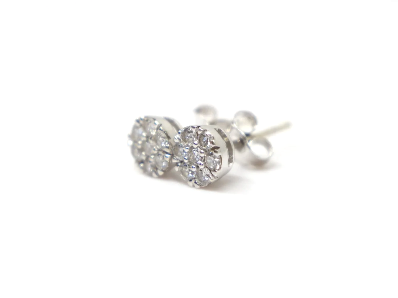 9ct white gold diamond cluster stud earrings