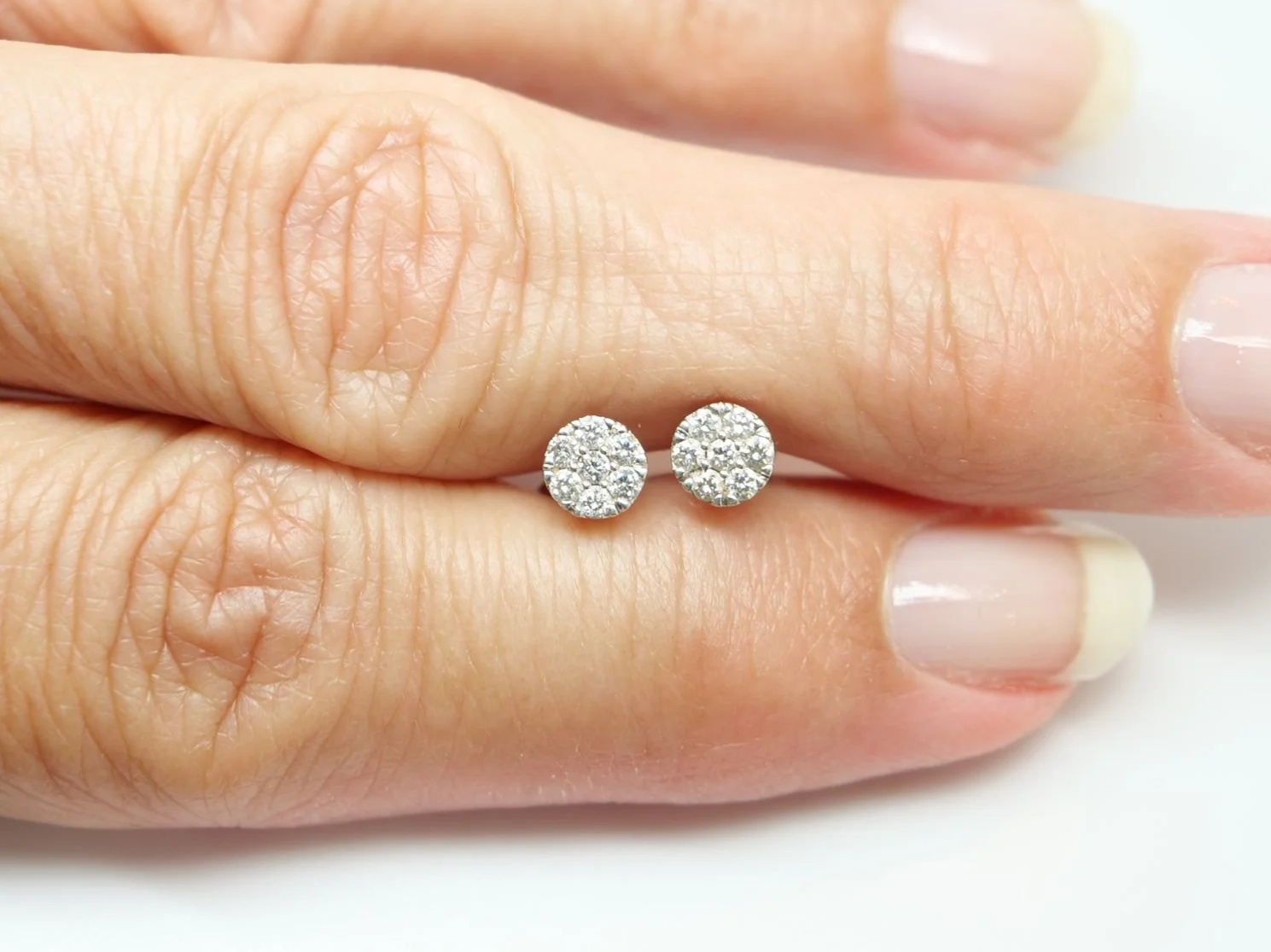 9ct white gold diamond cluster stud earrings