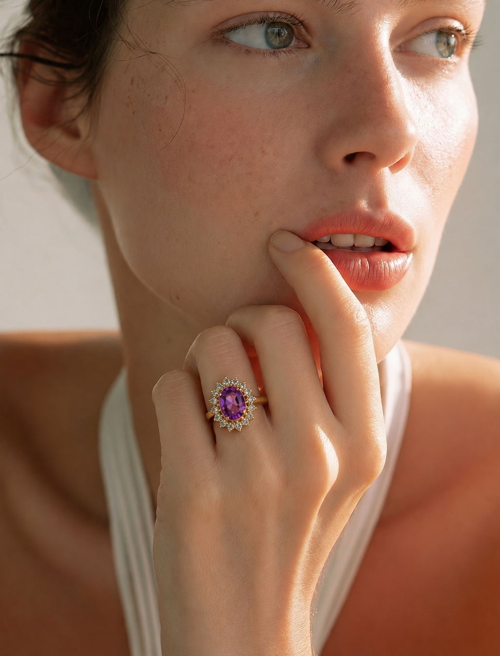 Gorgeous 14ct gold pink sapphire and diamond cluster ring, set with a beautiful 1.6ct oval cut pink sapphire and surrounded by diamonds.