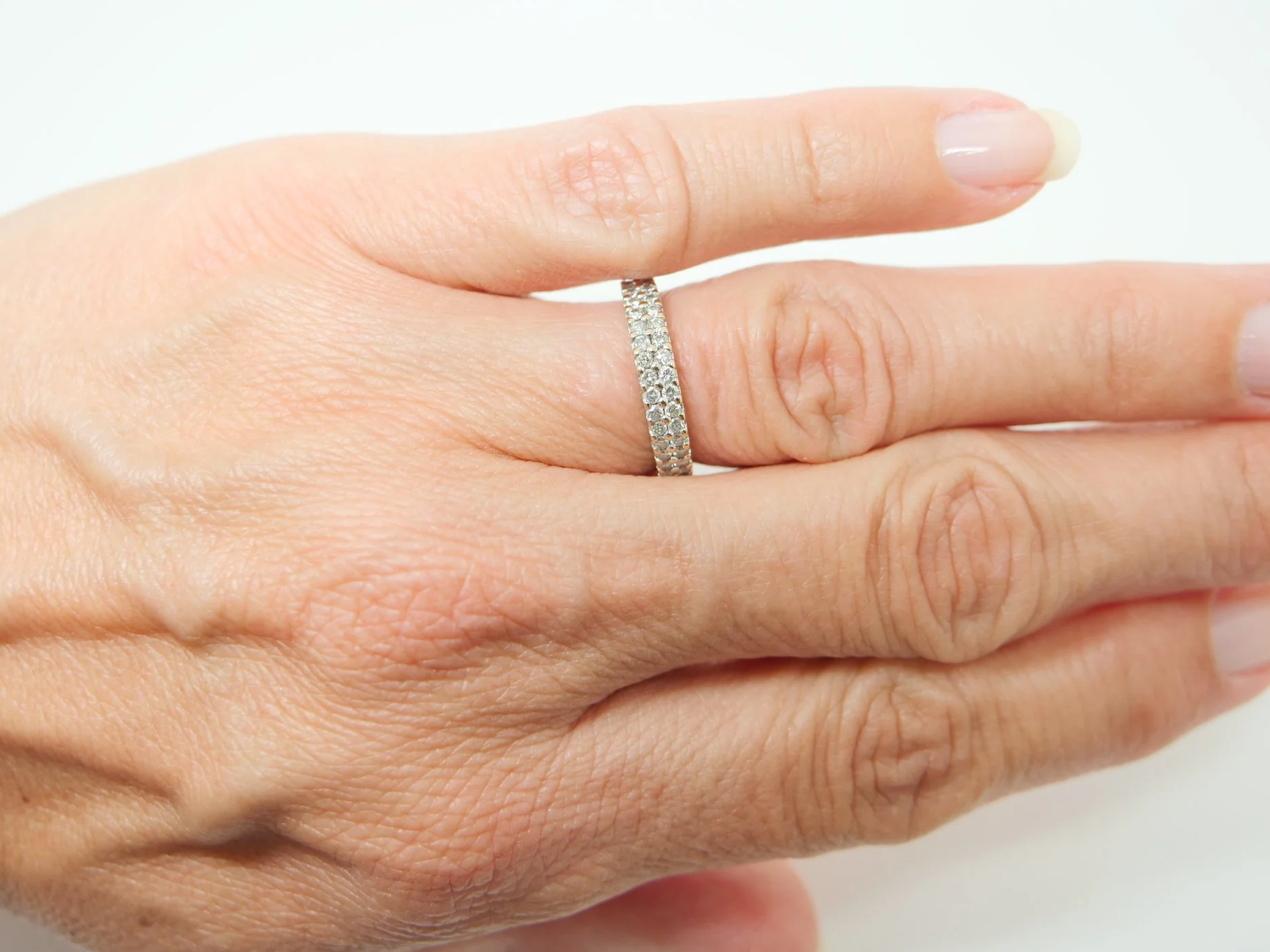 double row 18ct yellow gold diamond half-eternity ring