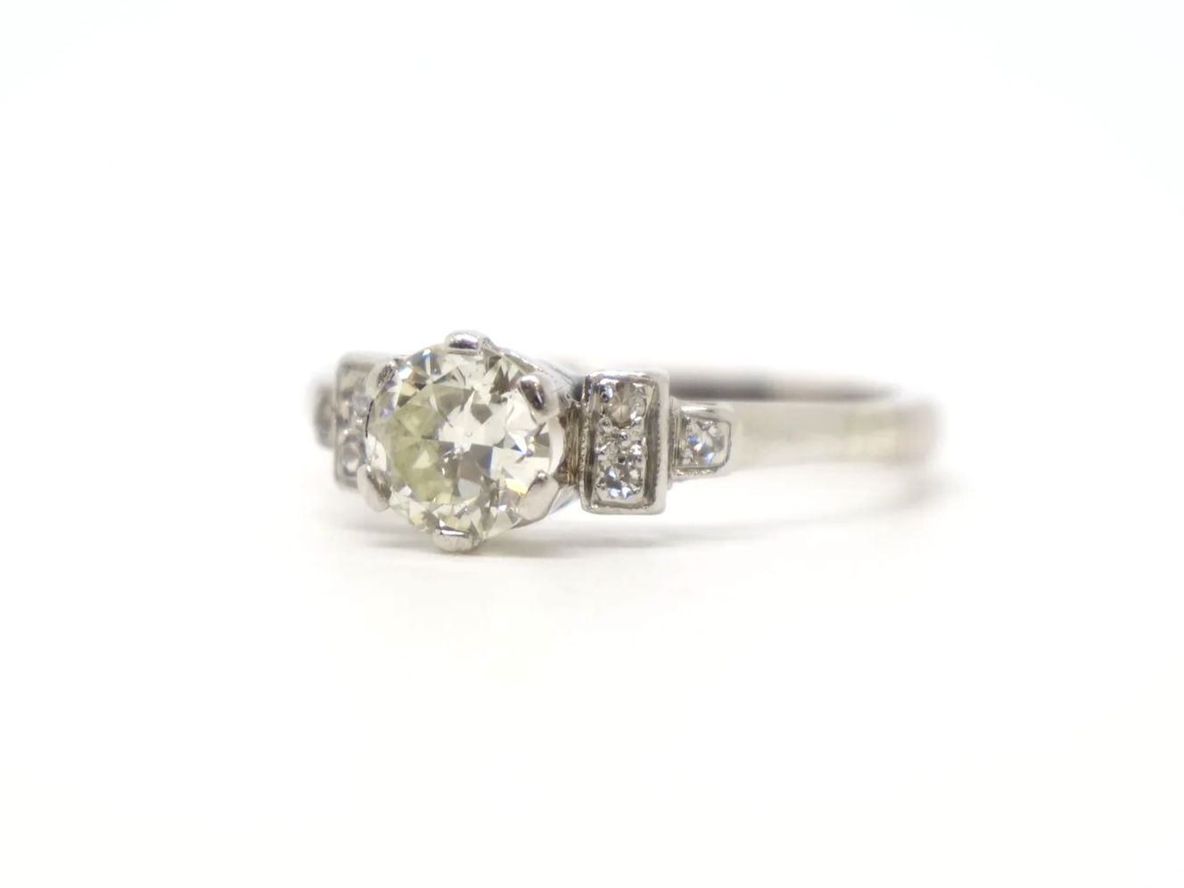 art deco platinum diamond 1ct engagement ring