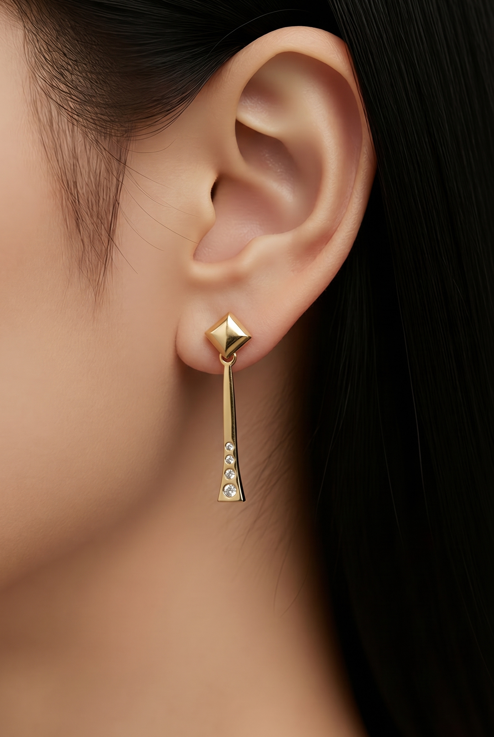 9ct gold diamond drop earrings