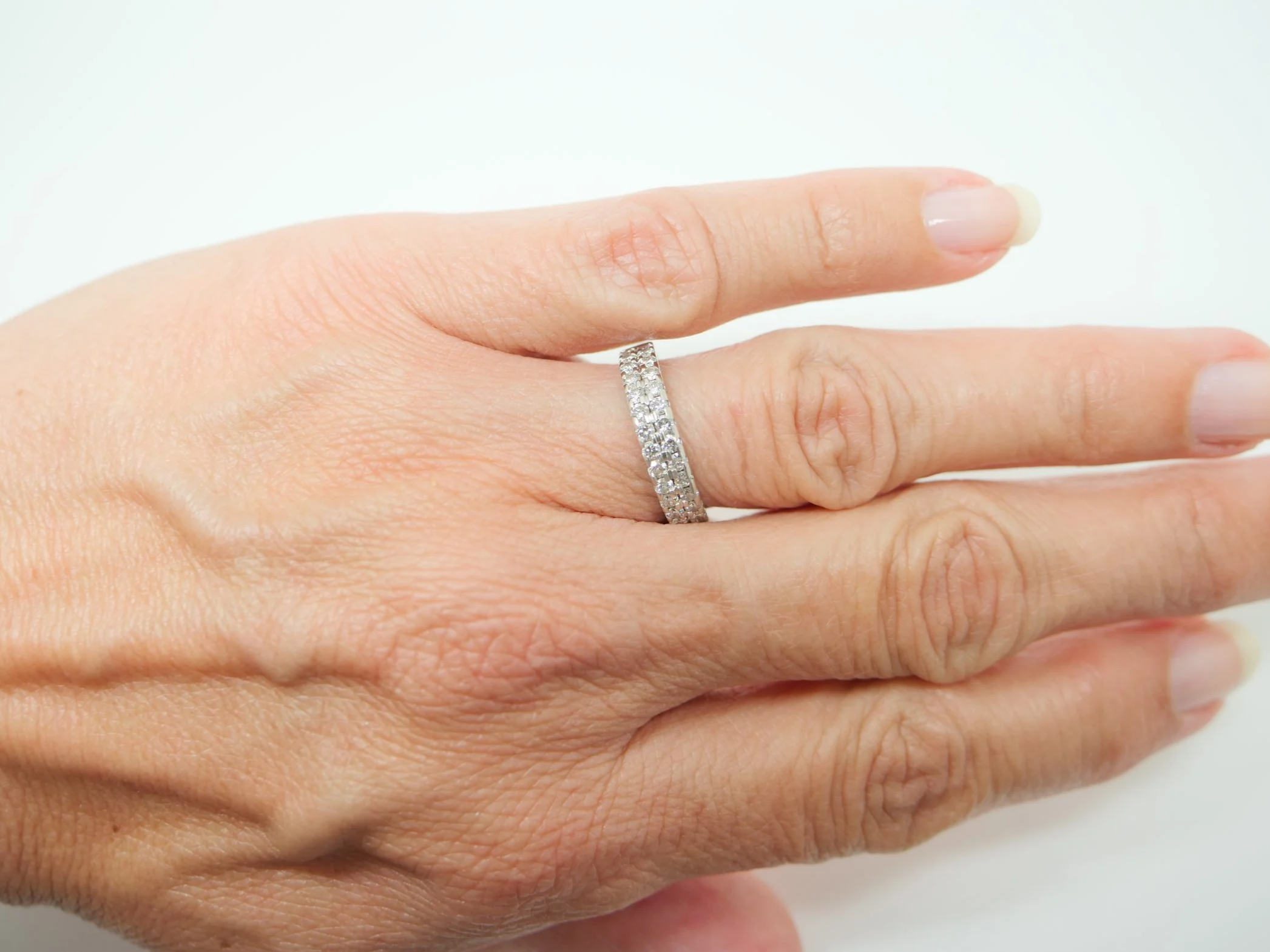 Platinum Diamond Double Row Half Eternity Ring