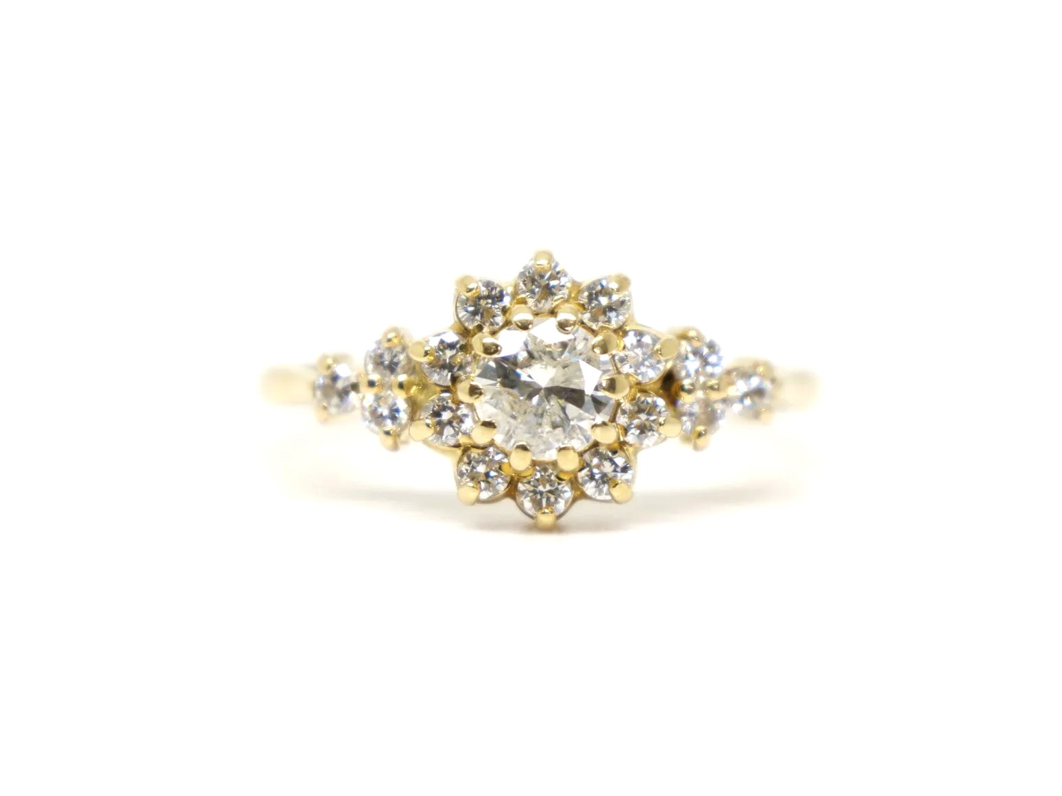 vintage 18ct yellow gold diamond cluster ring 1ct diamonds in snowflake design