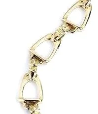 9ct gold bracelet designed as a series of linked stirrups, a classic equestrian motif and the signature style of designer Rosemary Hetherington.