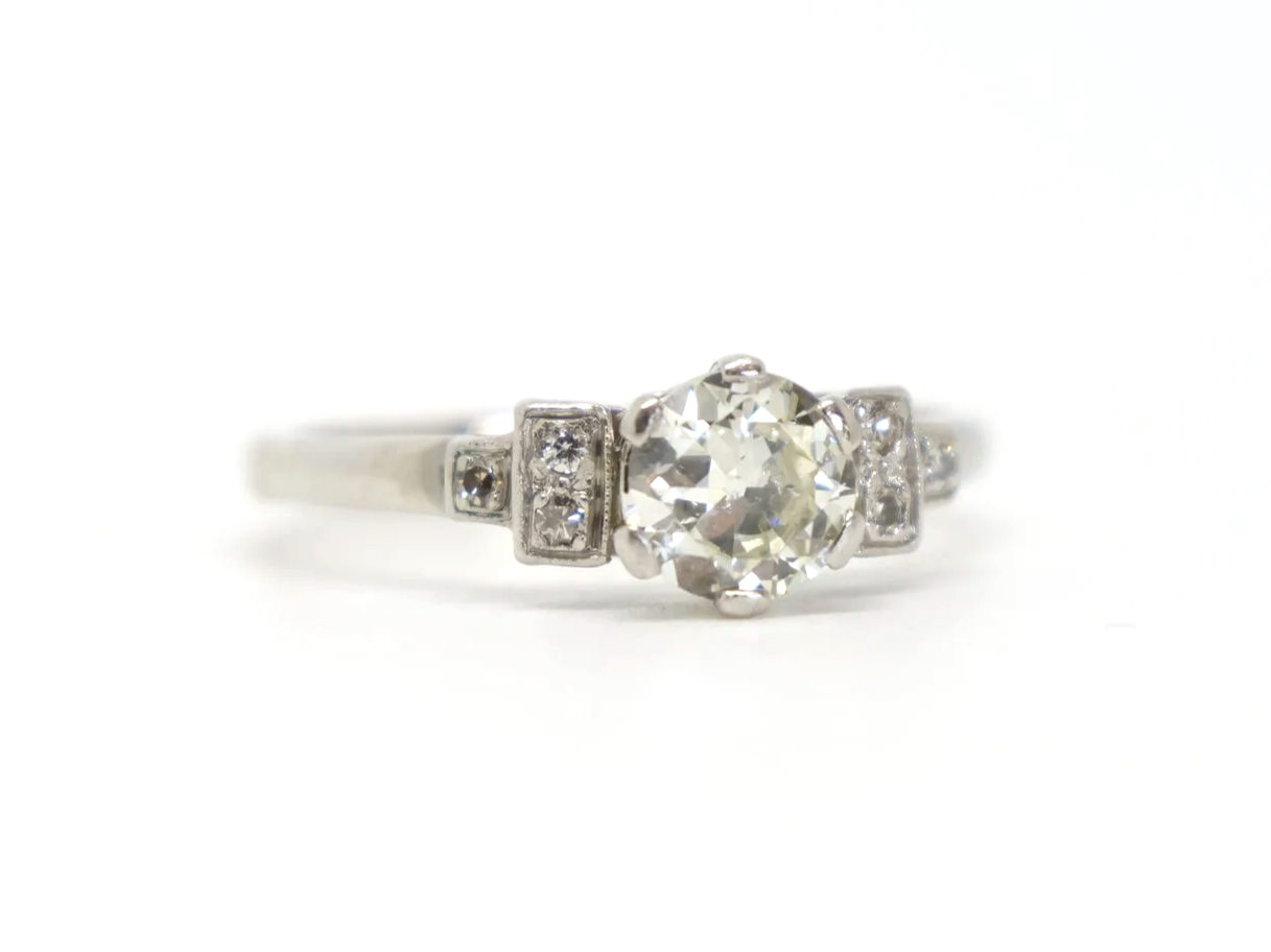 art deco platinum diamond 1ct engagement ring