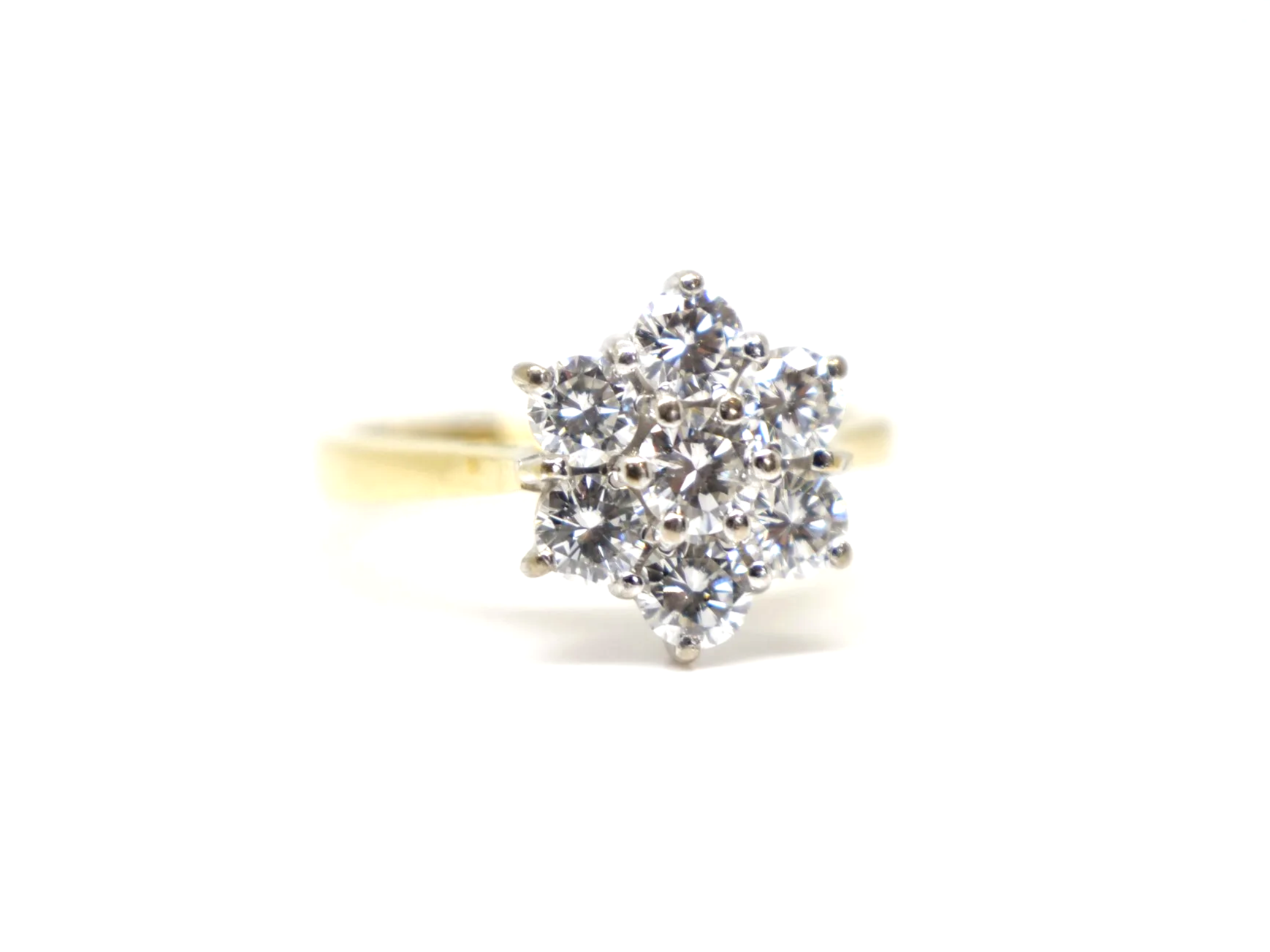 Stunning 18ct gold diamond daisy cluster ring
