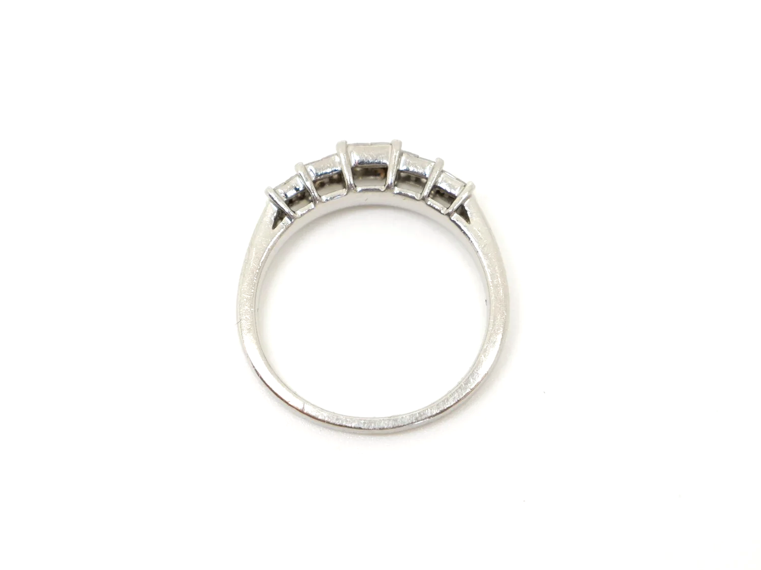 platinum double row princess cut diamond cluster ring