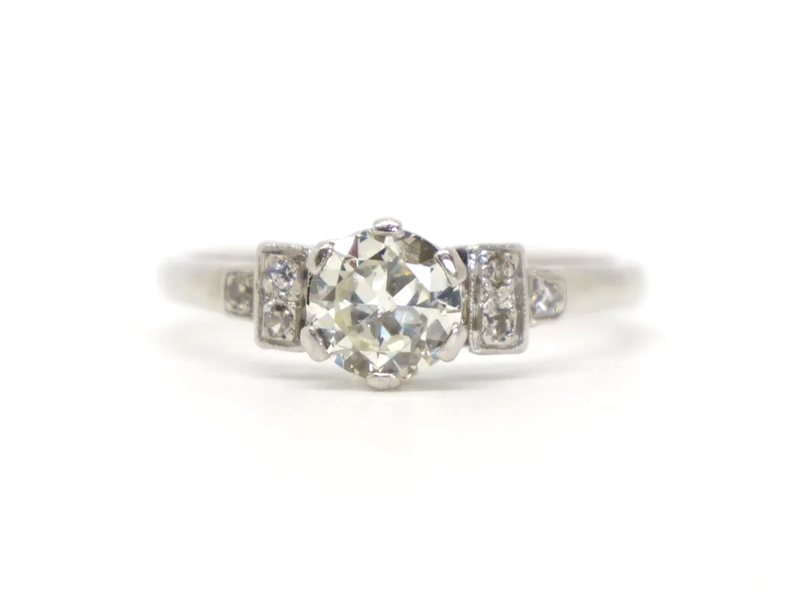 art deco platinum diamond 1ct engagement ring