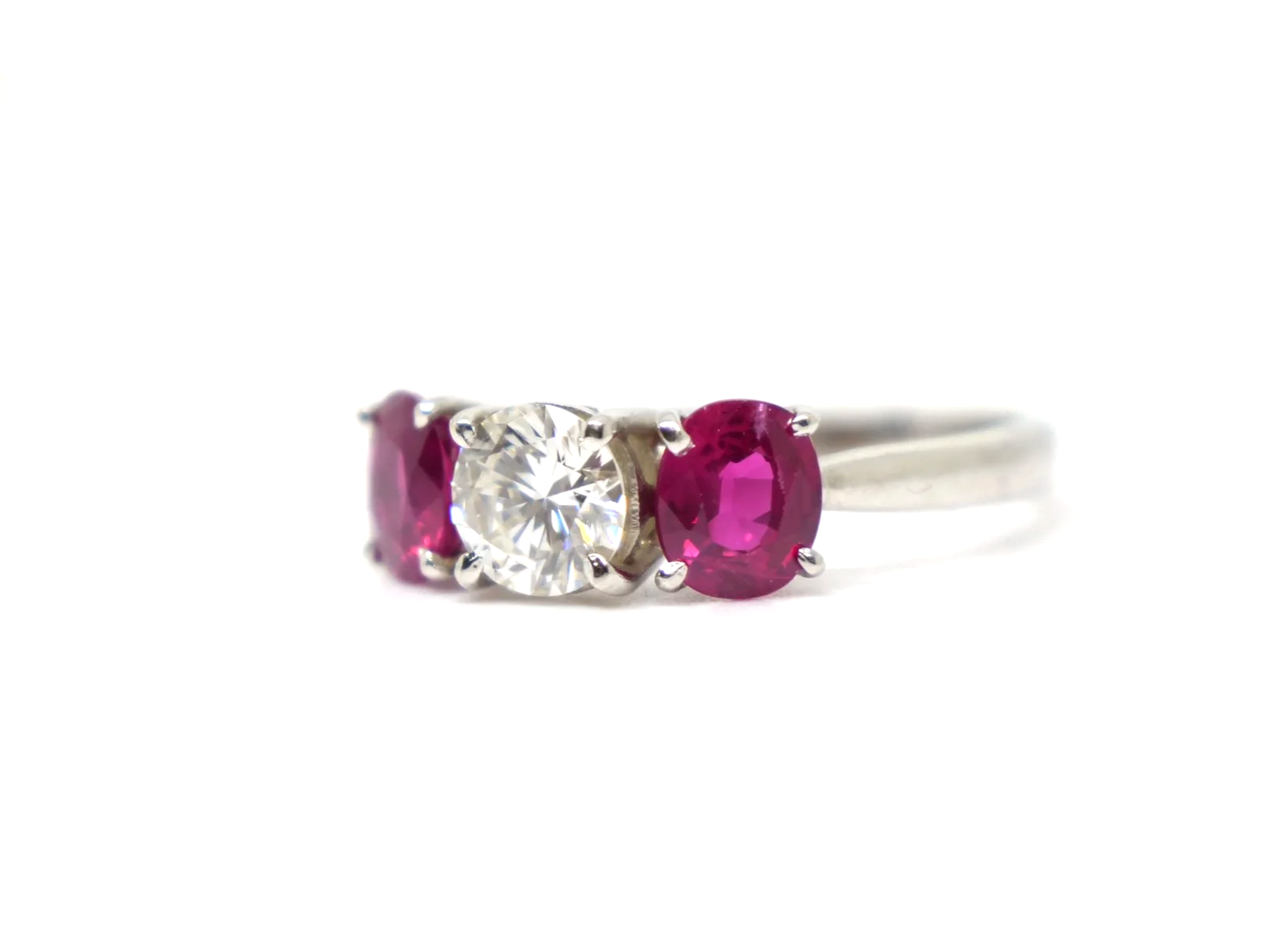 18ct gold ruby and diamond trilogy ring