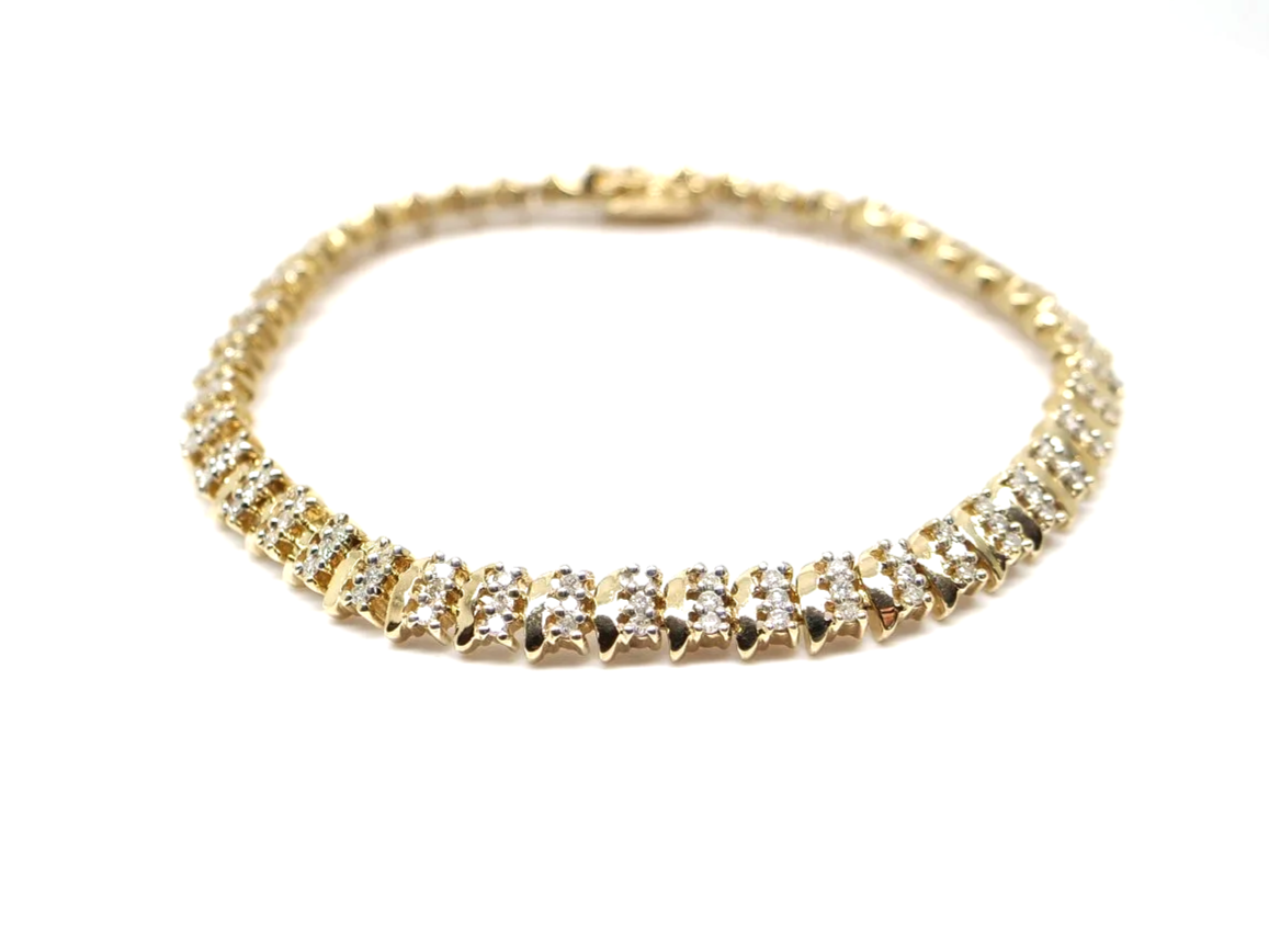 9ct yellow gold diamond tennis bracelet