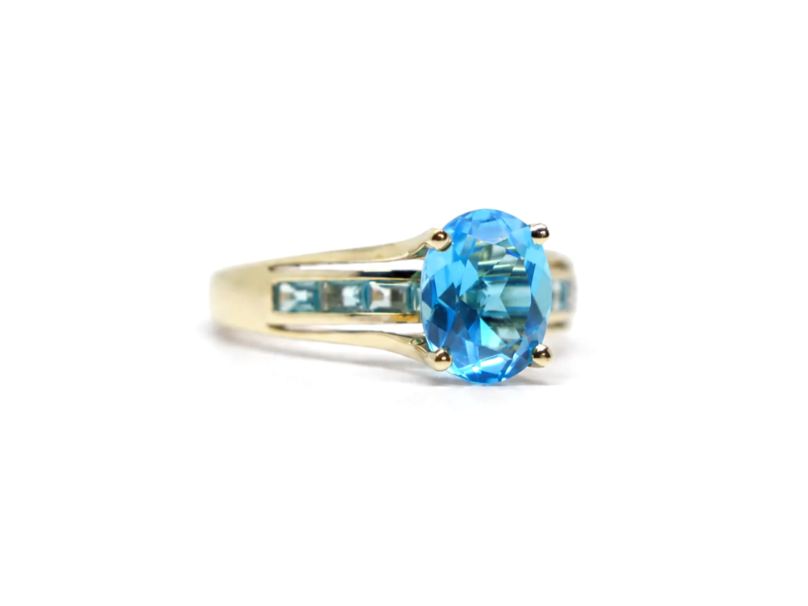 9ct gold blue topaz cocktail ring