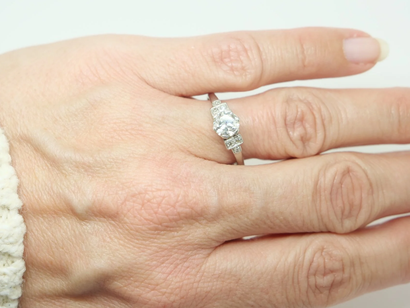 art deco platinum diamond 1ct engagement ring