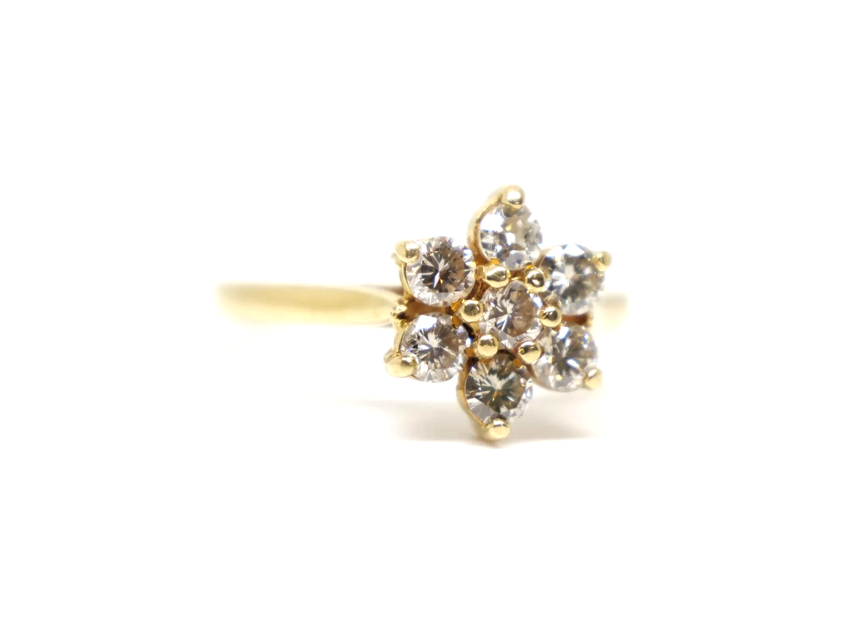 18ct yellow gold diamond daisy cluster ring