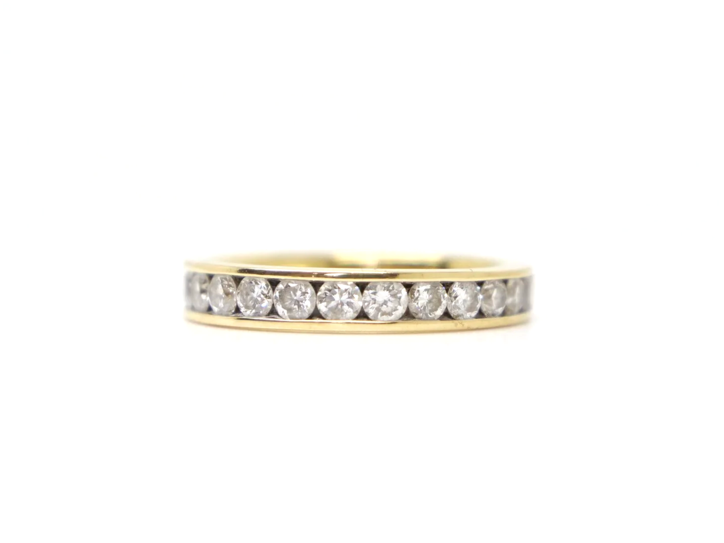 Contemporary 18ct yellow gold 1ct diamond half eternity ring