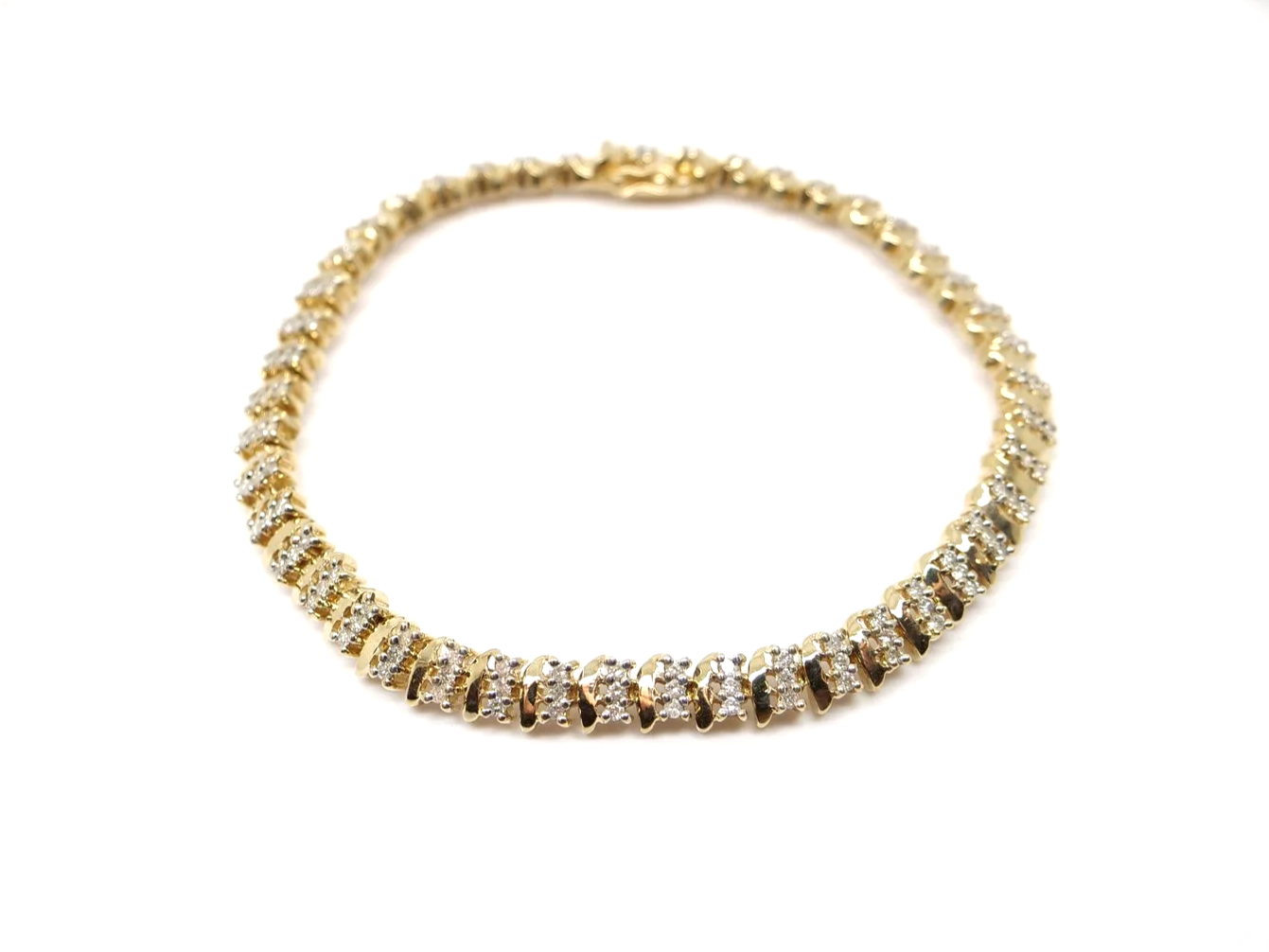 9ct yellow gold diamond tennis bracelet